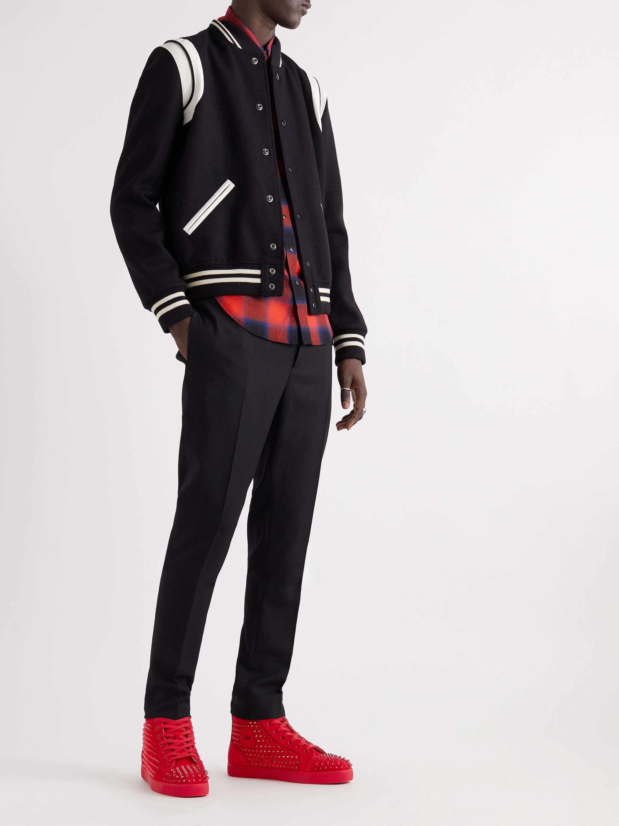 CHRISTIAN LOUBOUTIN Lou Spikes Orlato Suede High-Top Sneakers