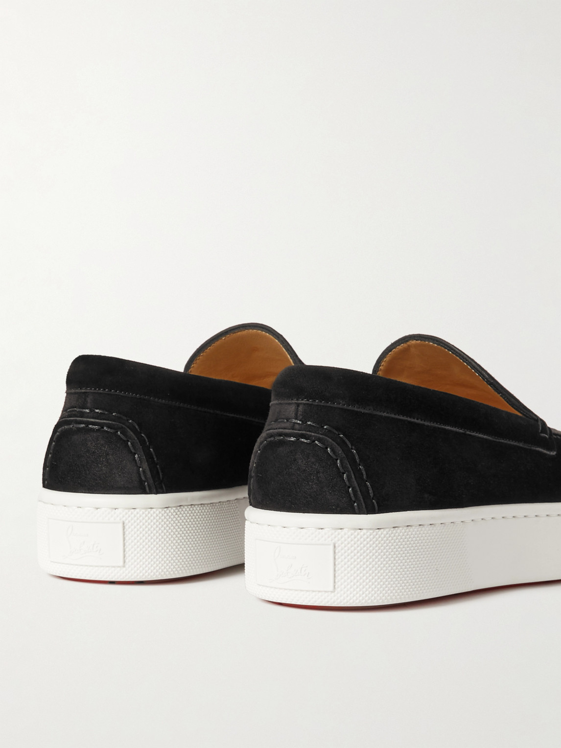 Shop Christian Louboutin Paqueboat Suede Penny Loafers In Black