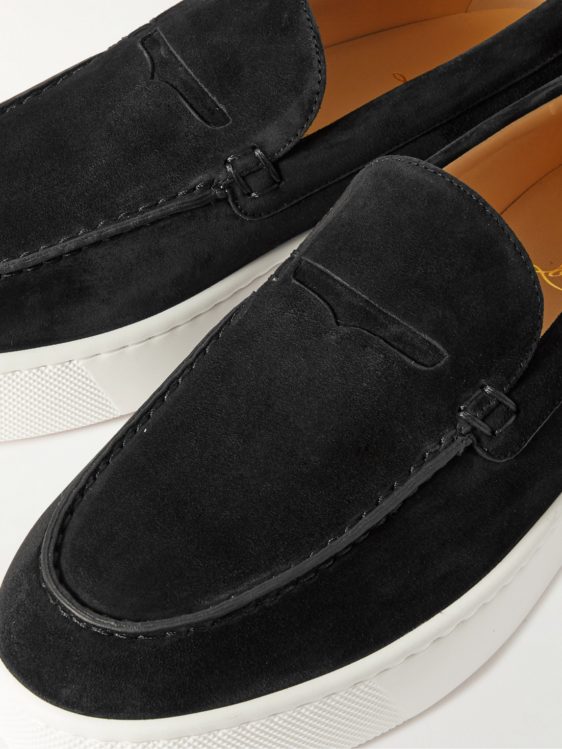 Shop Christian Louboutin Paqueboat Suede Penny Loafers In Black