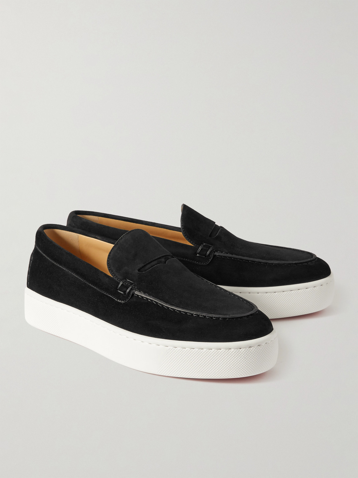 Shop Christian Louboutin Paqueboat Suede Penny Loafers In Black