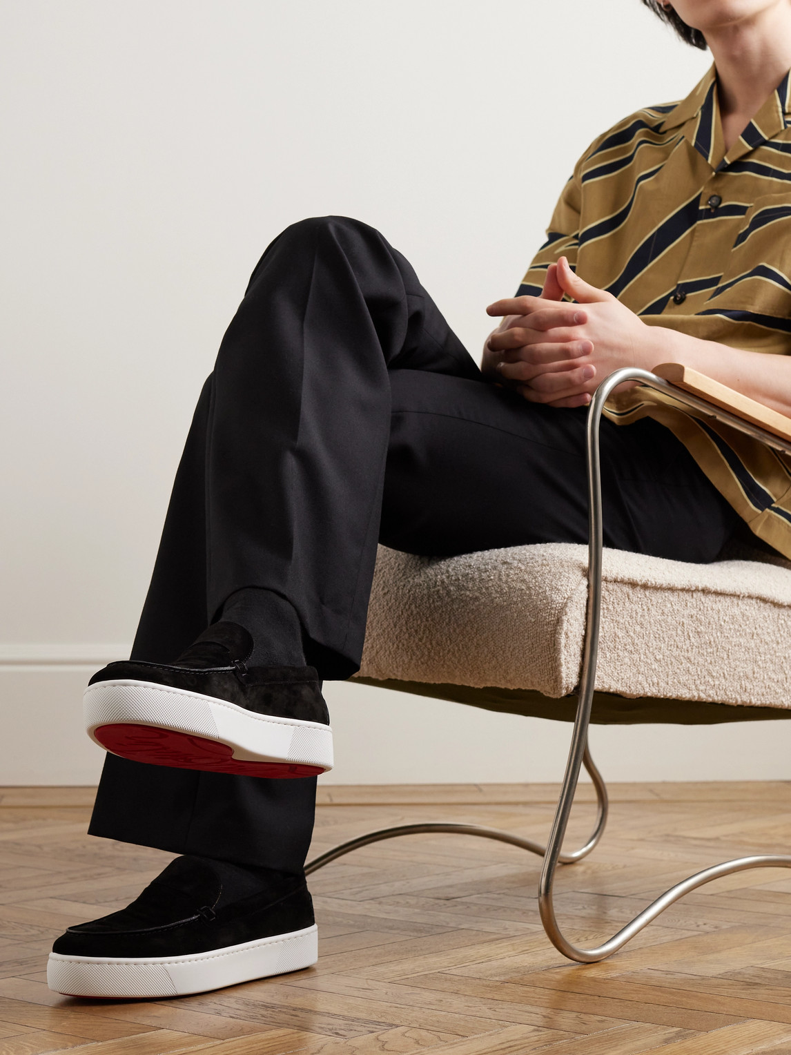 Christian Louboutin Men's Varsiboat Loafers In Black