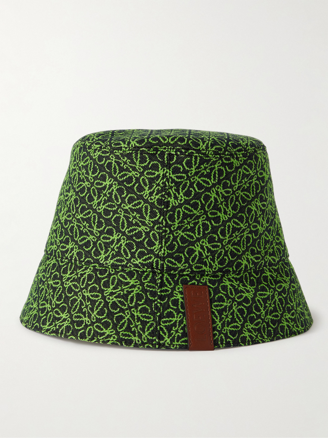 Shop Loewe Reversible Logo-jacquard Cotton-blend And Shell Bucket Hat In Green