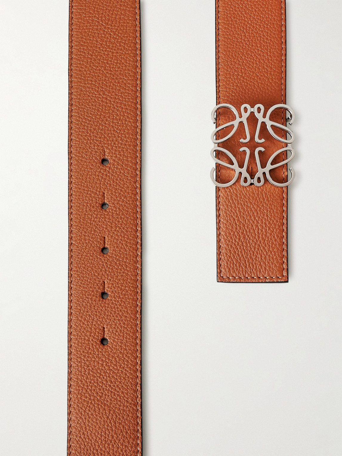 Shop Loewe 4cm Reversible Leather Belt In Brown