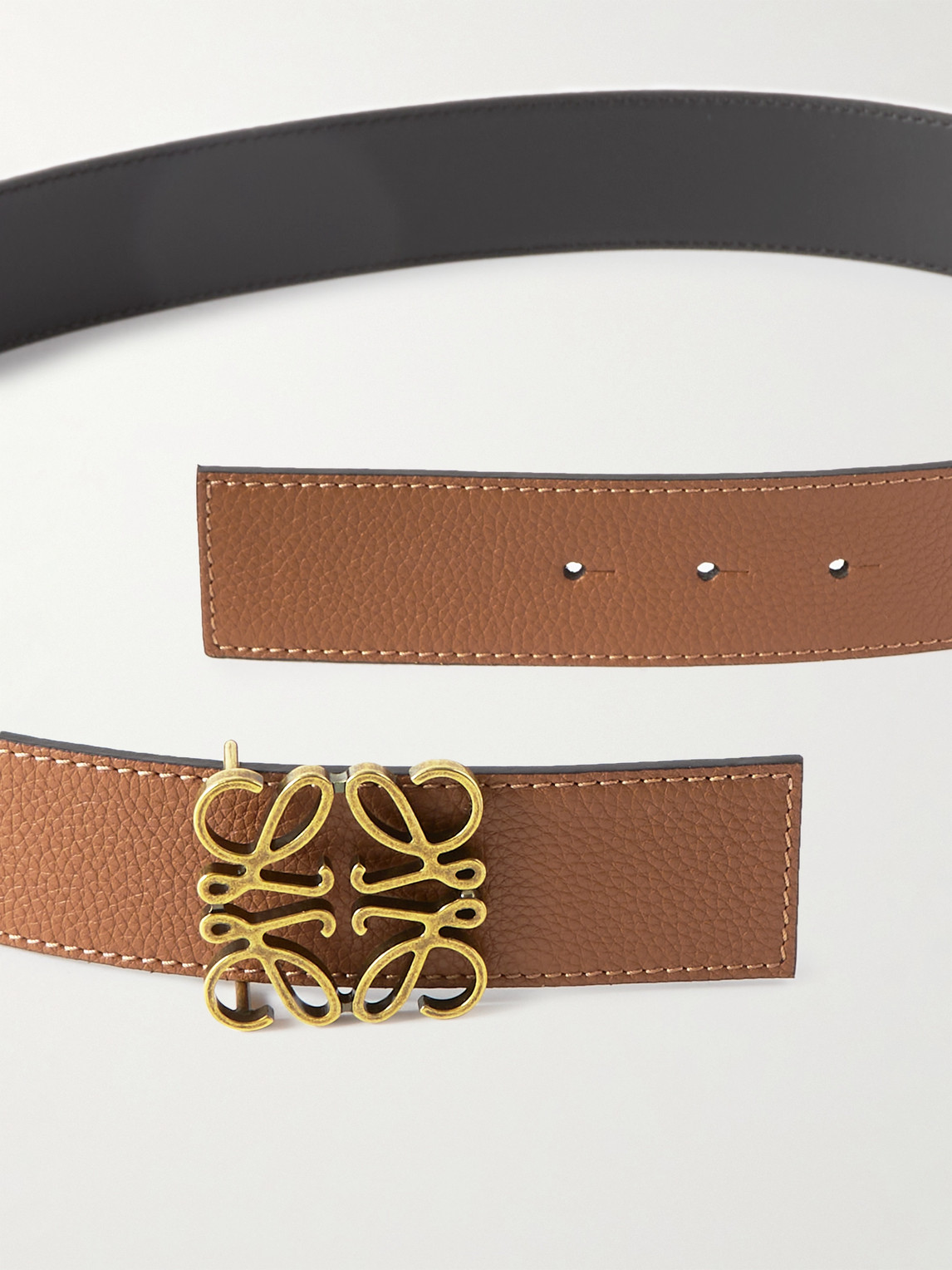 Shop Loewe 4cm Anagram Reversible Leather Belt In Brown