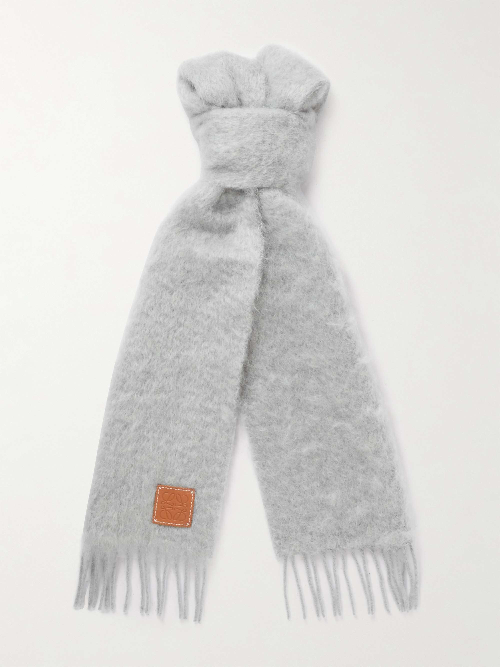 LOEWE Fringed Logo-Jacquard Wool and Cashmere-Blend Scarf for Men