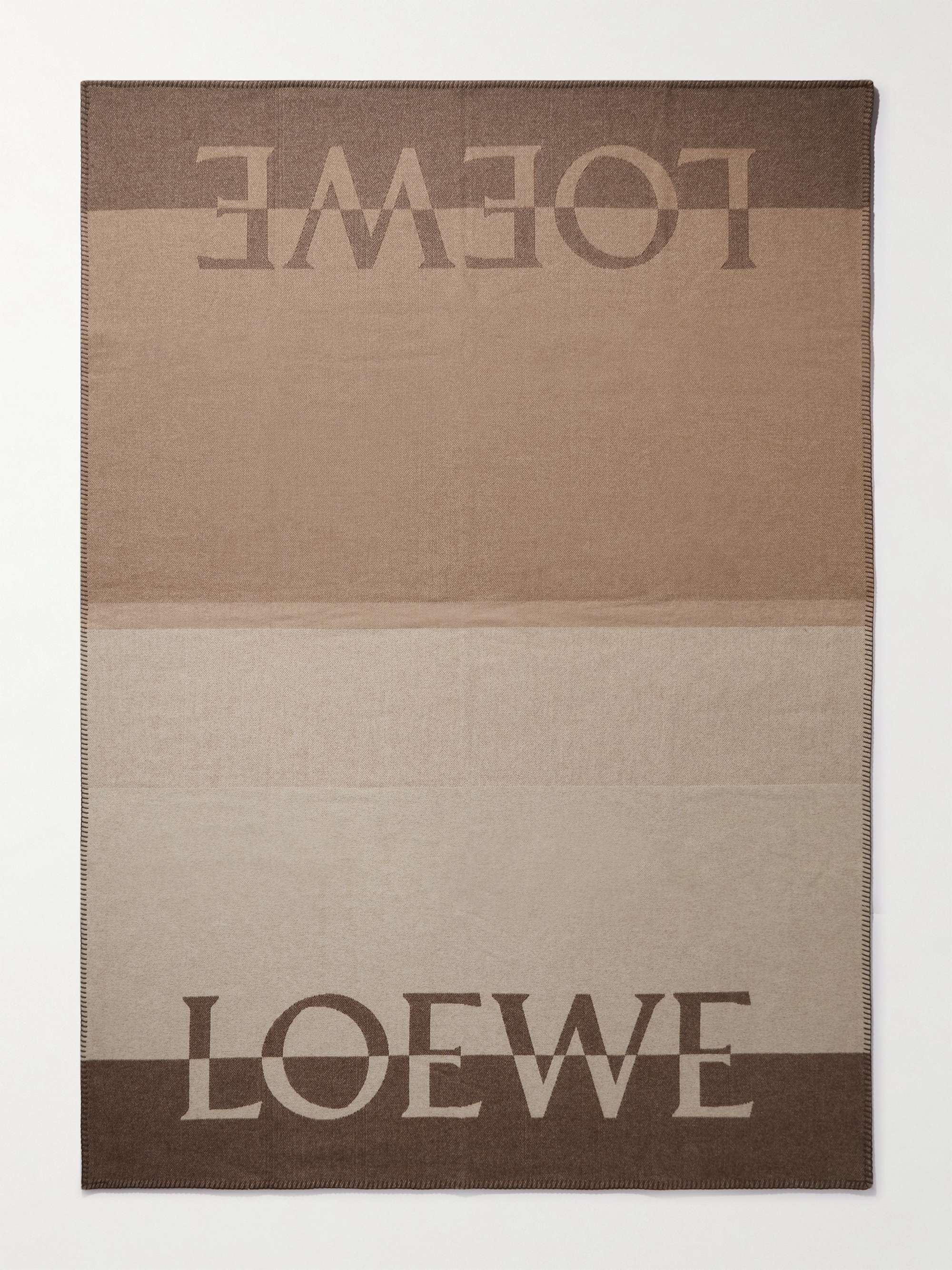 LOEWE Logo-Detailed Striped Wool-Blend Blanket