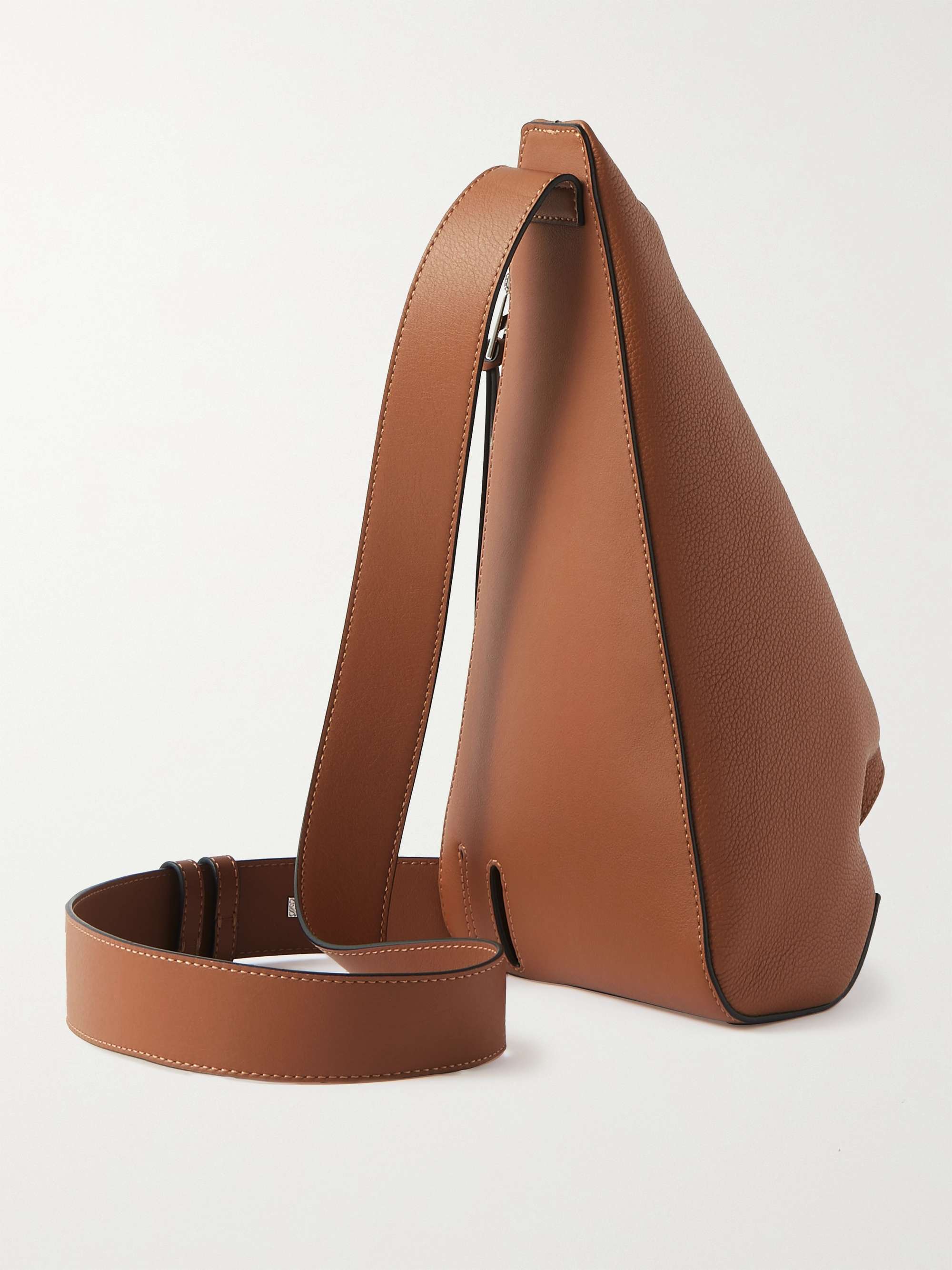 LOEWE Anton Logo-Debossed Full-Grain Leather Sling Backpack