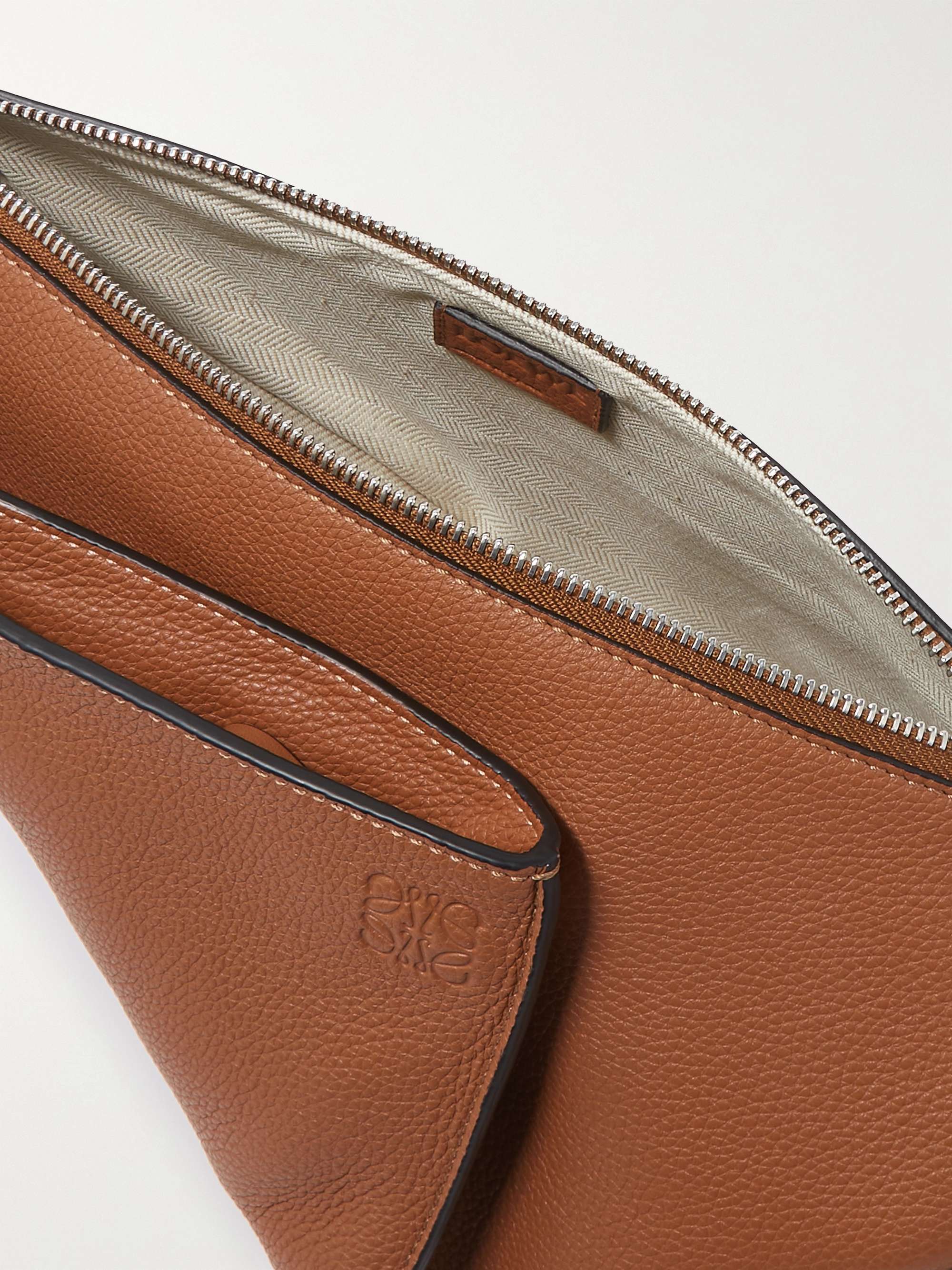 LOEWE Anton Logo-Debossed Full-Grain Leather Sling Backpack