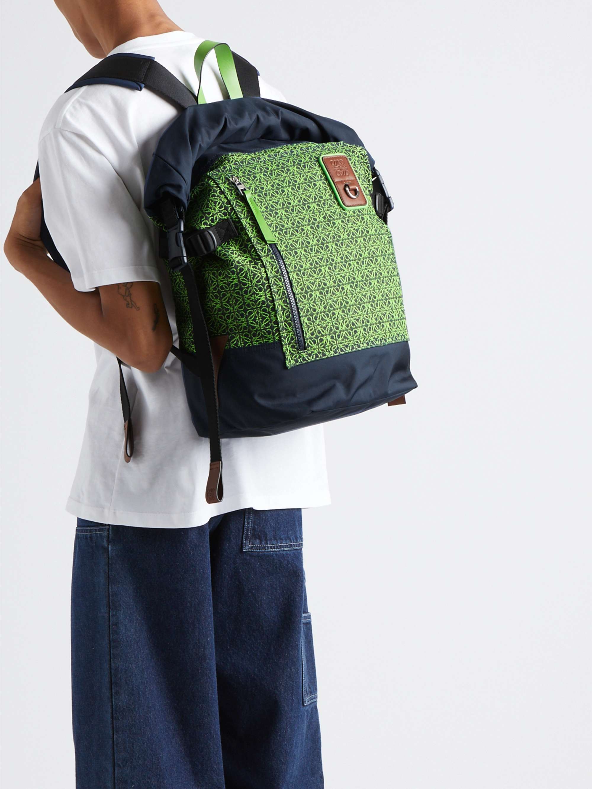 LOEWE Leather-Trimmed Canvas Roll-Top Backpack