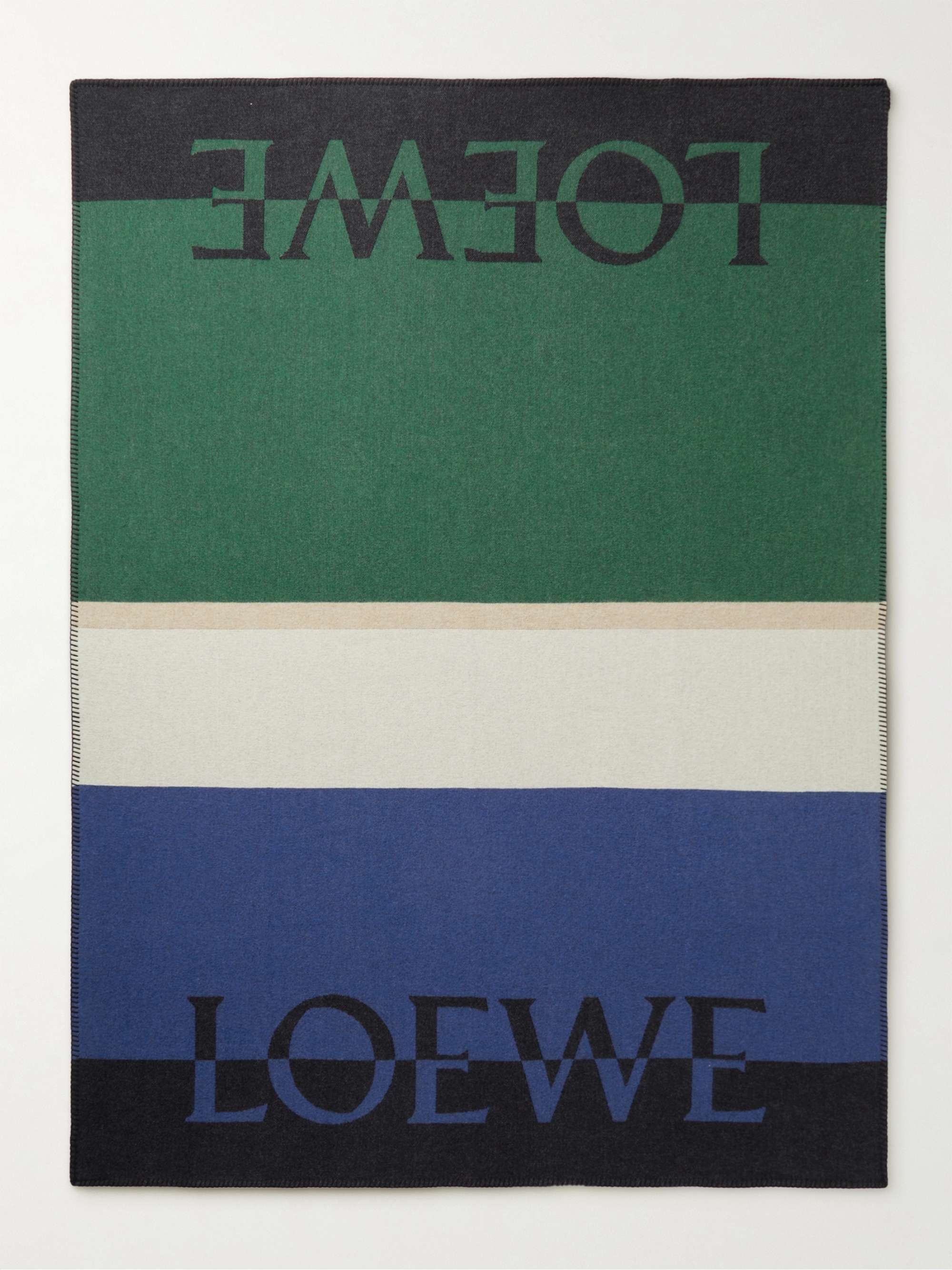 LOEWE Logo-Detailed Striped Wool-Blend Blanket
