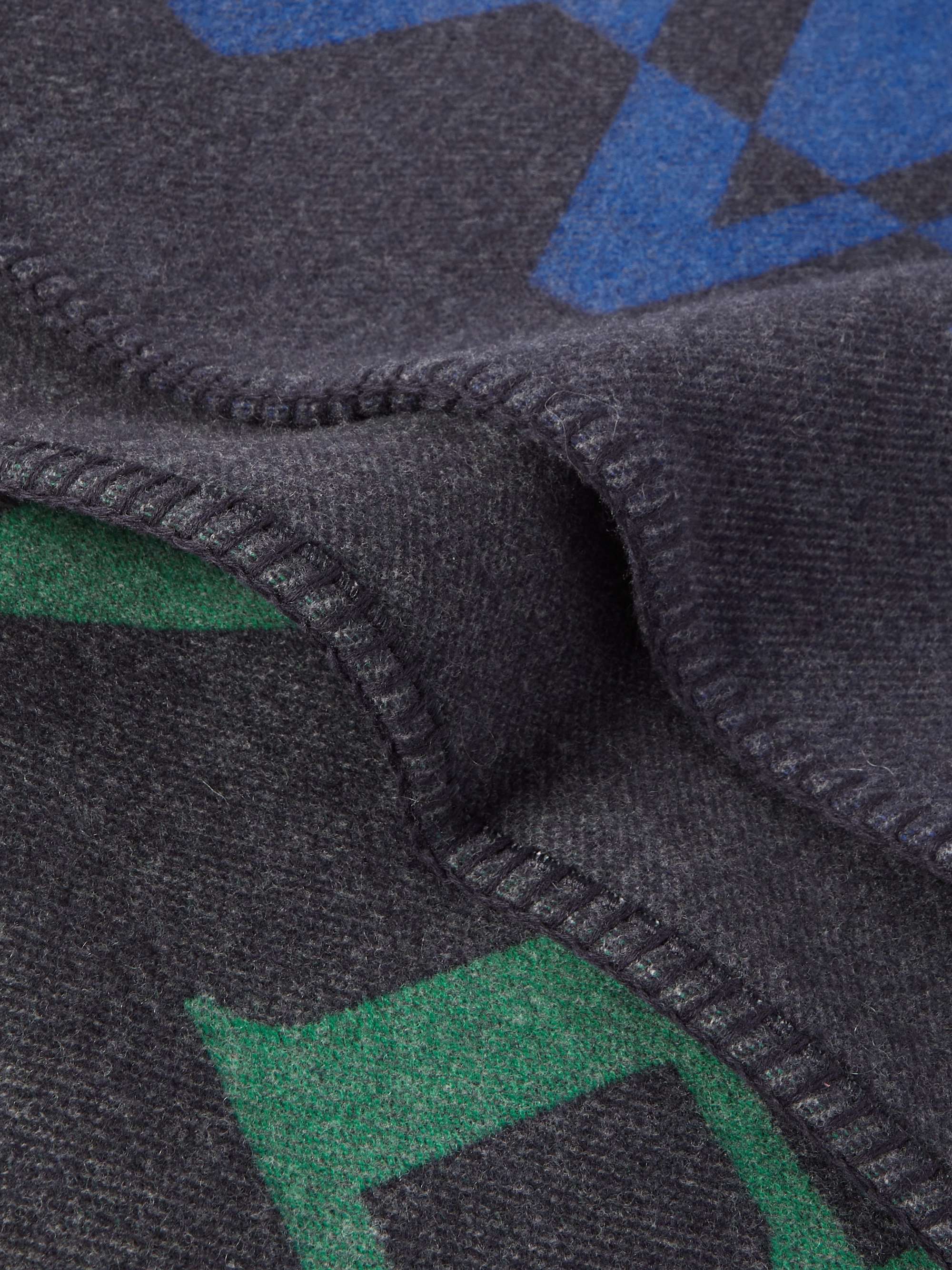 LOEWE Logo-Detailed Striped Wool-Blend Blanket