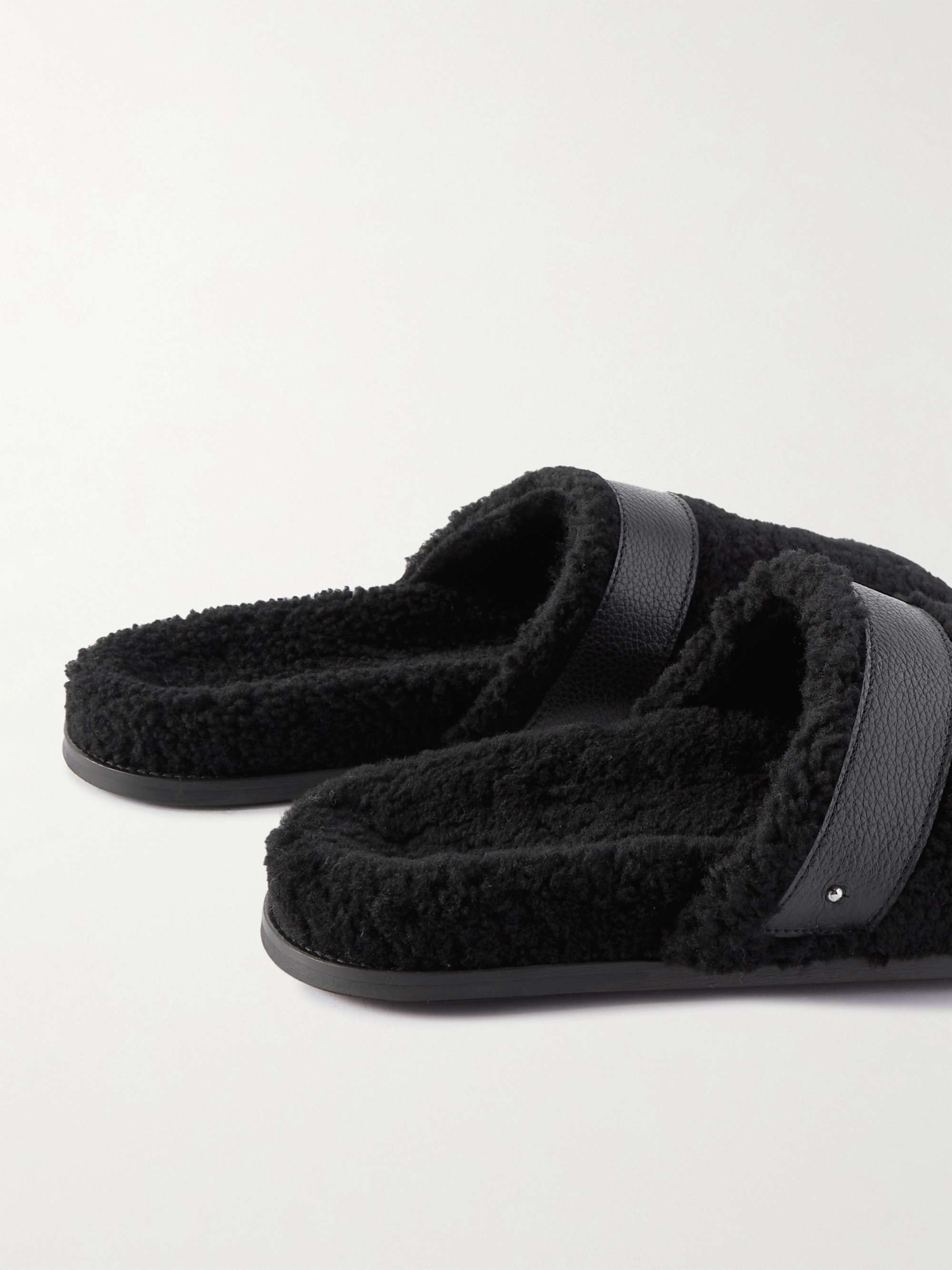 MR P. Leather-Trimmed Shearling Slippers for Men | MR PORTER