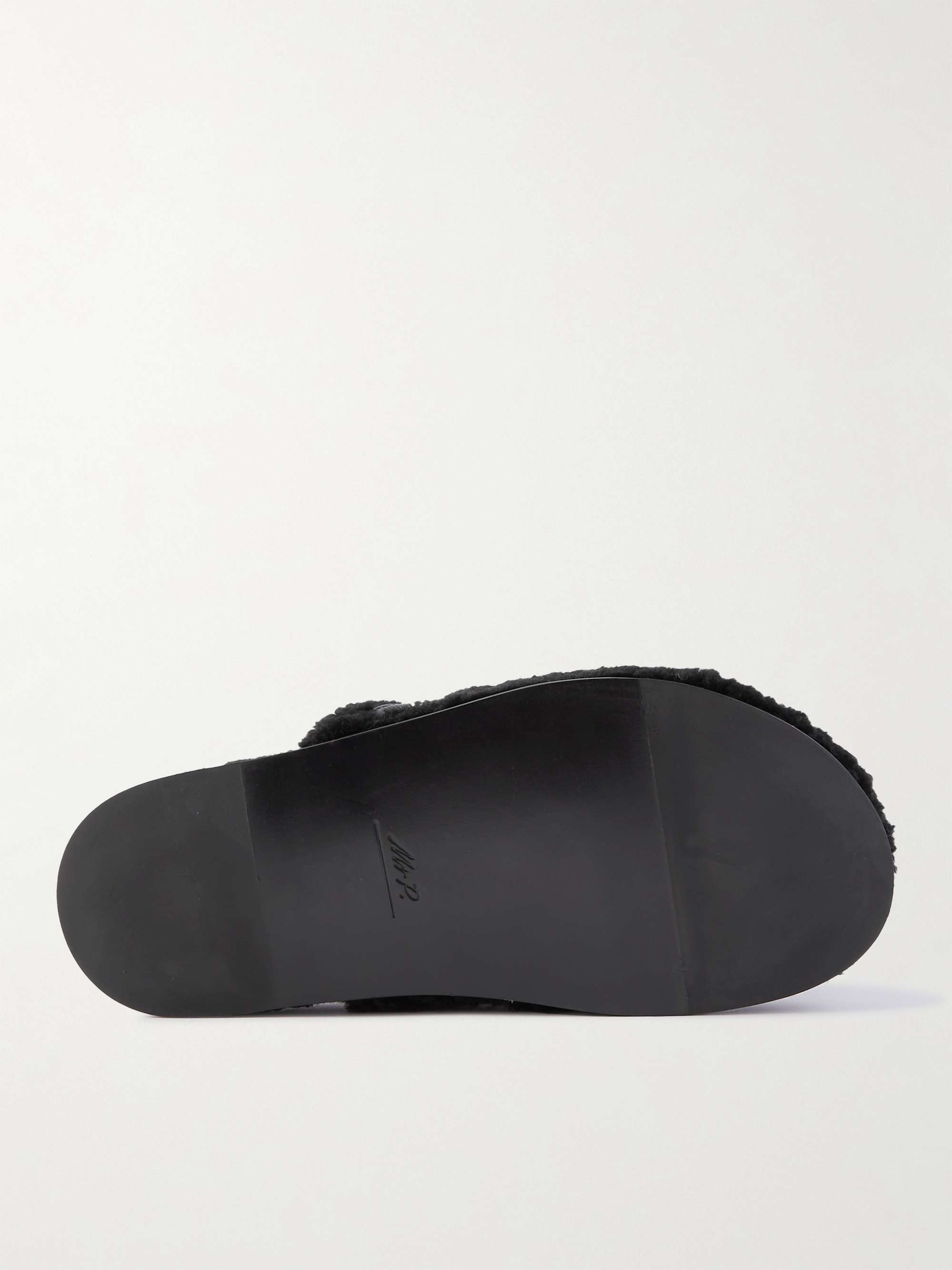 MR P. Leather-Trimmed Shearling Slippers