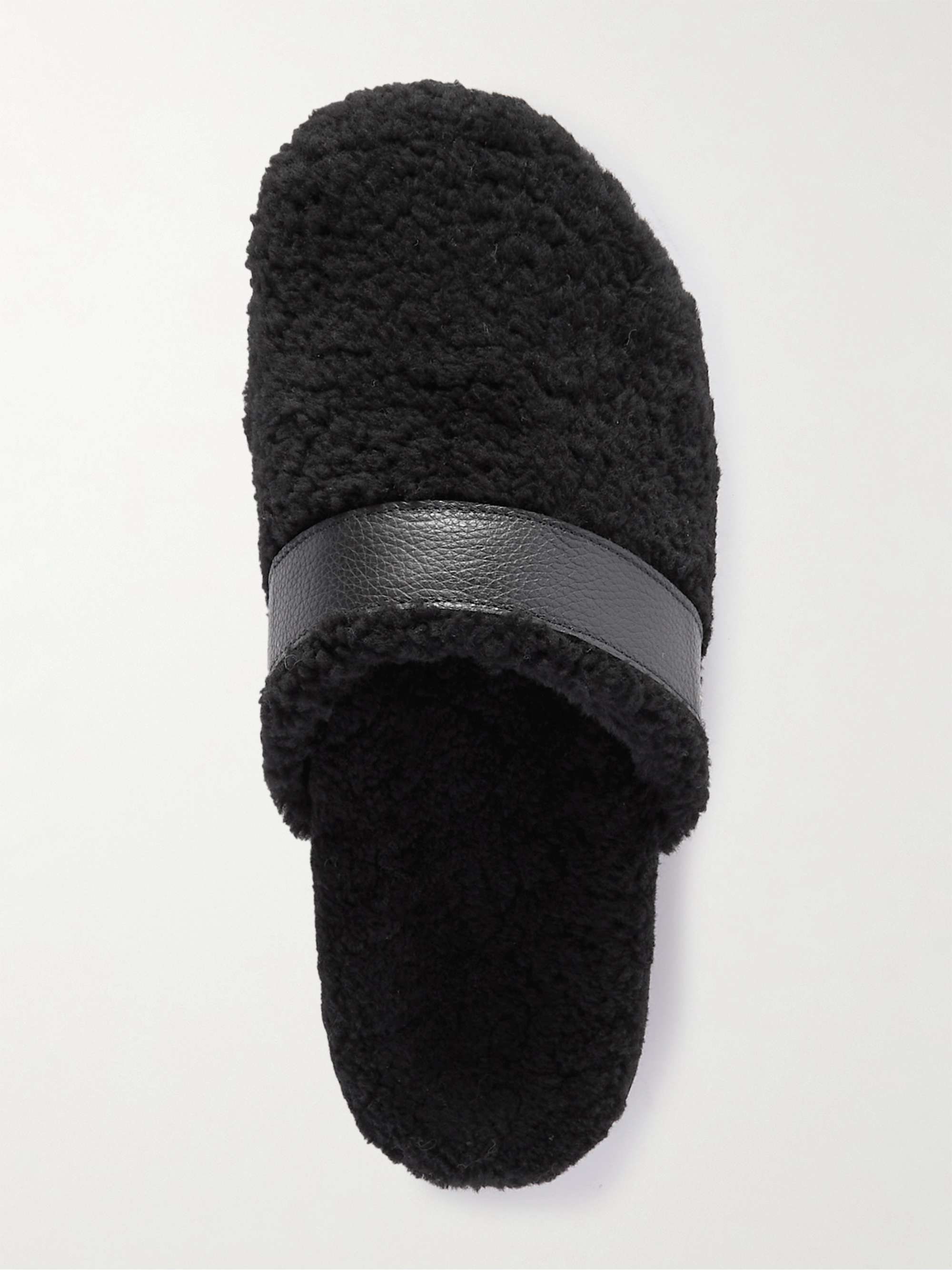 MR P. Leather-Trimmed Shearling Slippers