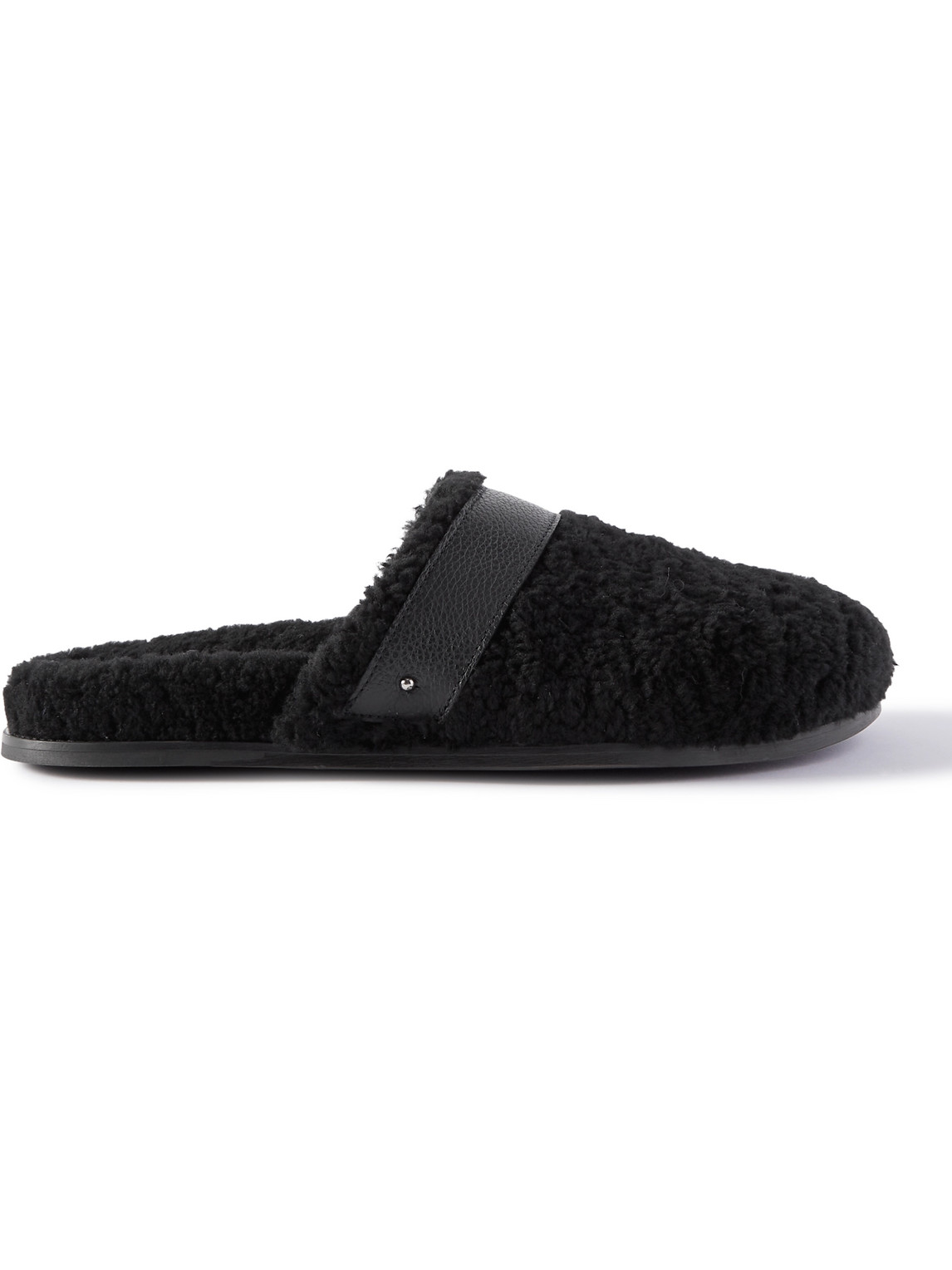 Leather-Trimmed Shearling Slippers