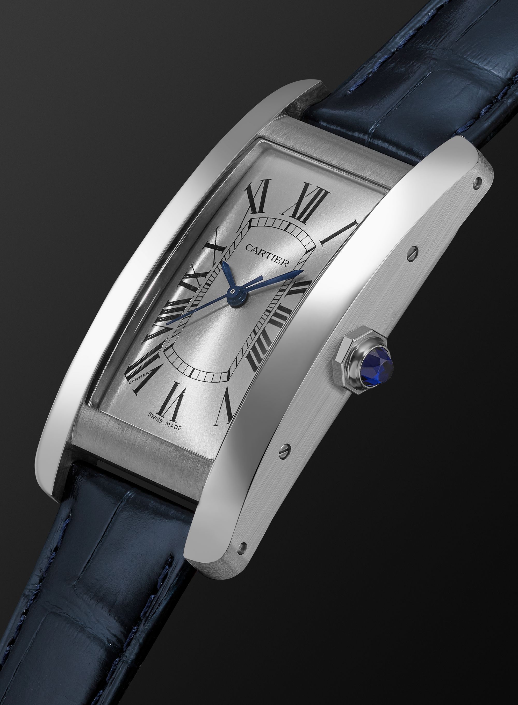 CARTIER Tank Américaine Automatic 41.6mm Stainless Steel and Alligator Watch, Ref. No. WSTA0044