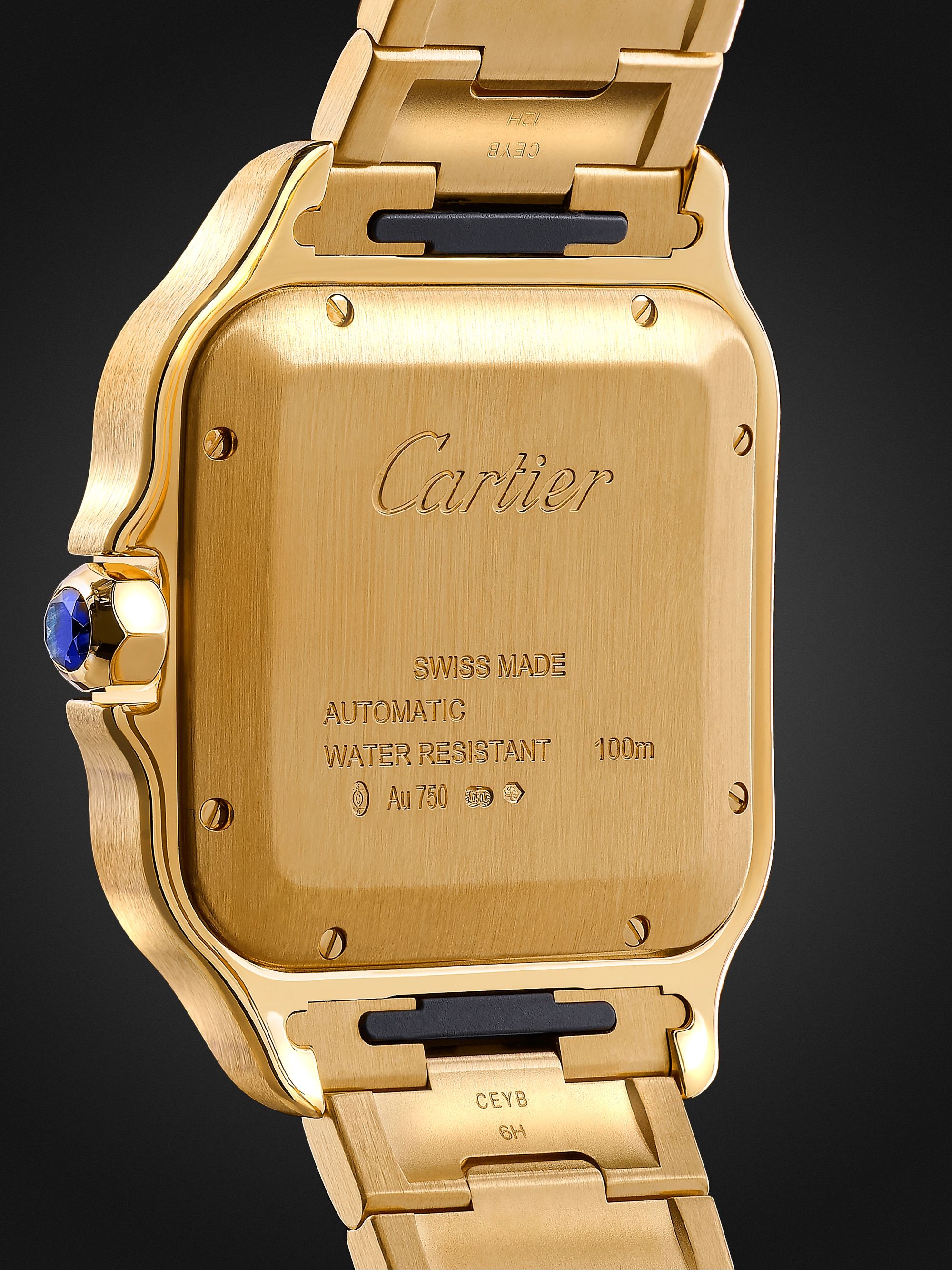 CARTIER Santos de Cartier Automatic 39.8 mm 18-Karat Gold Watch, Ref. No. WGSA0029