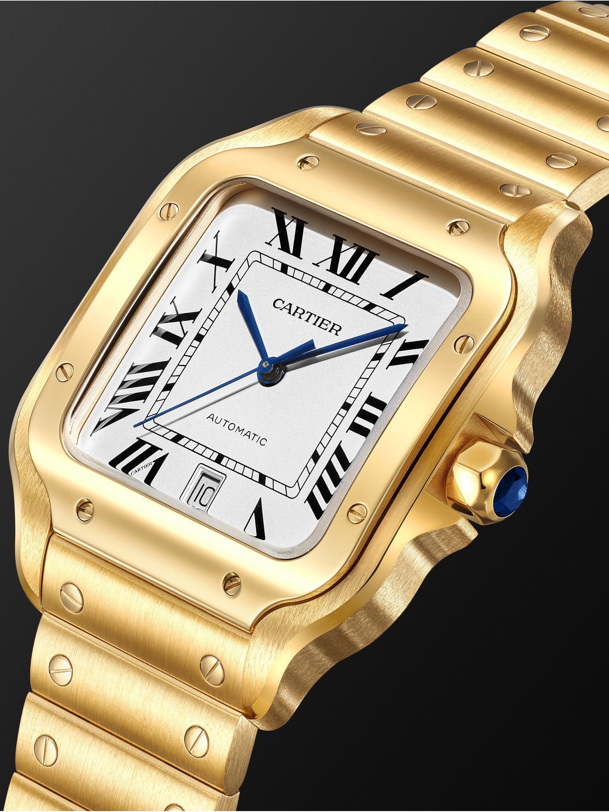CARTIER Santos de Cartier Automatic 39.8 mm 18-Karat Gold Watch, Ref. No. WGSA0029