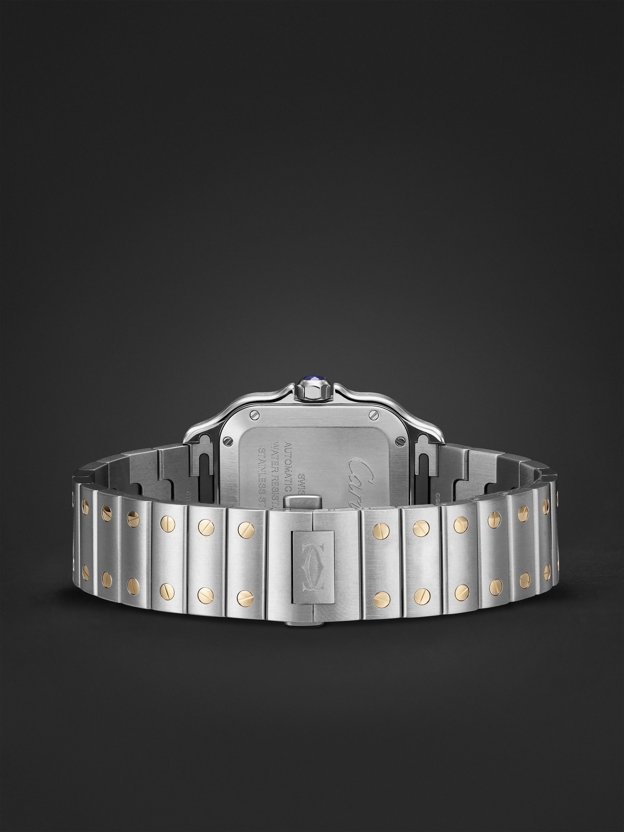 CARTIER Santos de Cartier Automatic 35.1mm Interchangeable 18-Karat Gold, Stainless Steel and Leather Watch, Ref. No. W2SA0016