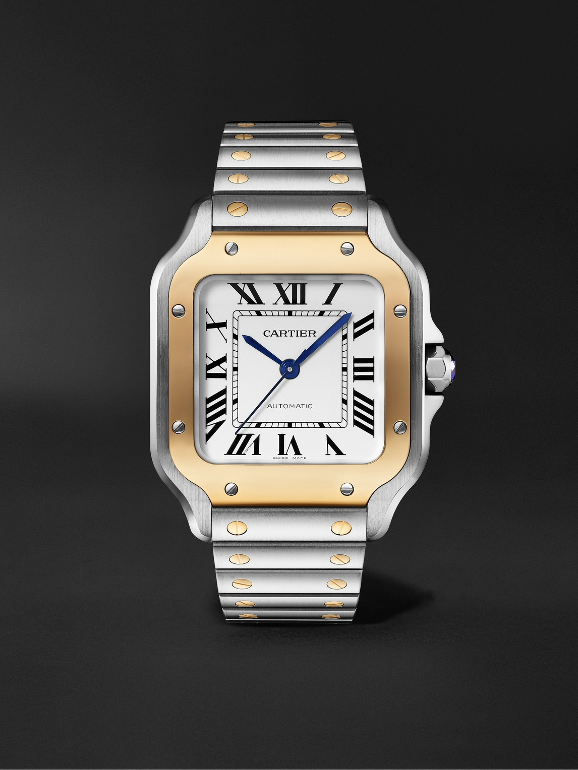 Cartier Santos De  Automatic 35.1mm Interchangeable 18-karat Gold, Stainless Steel And Leather Watch, In White