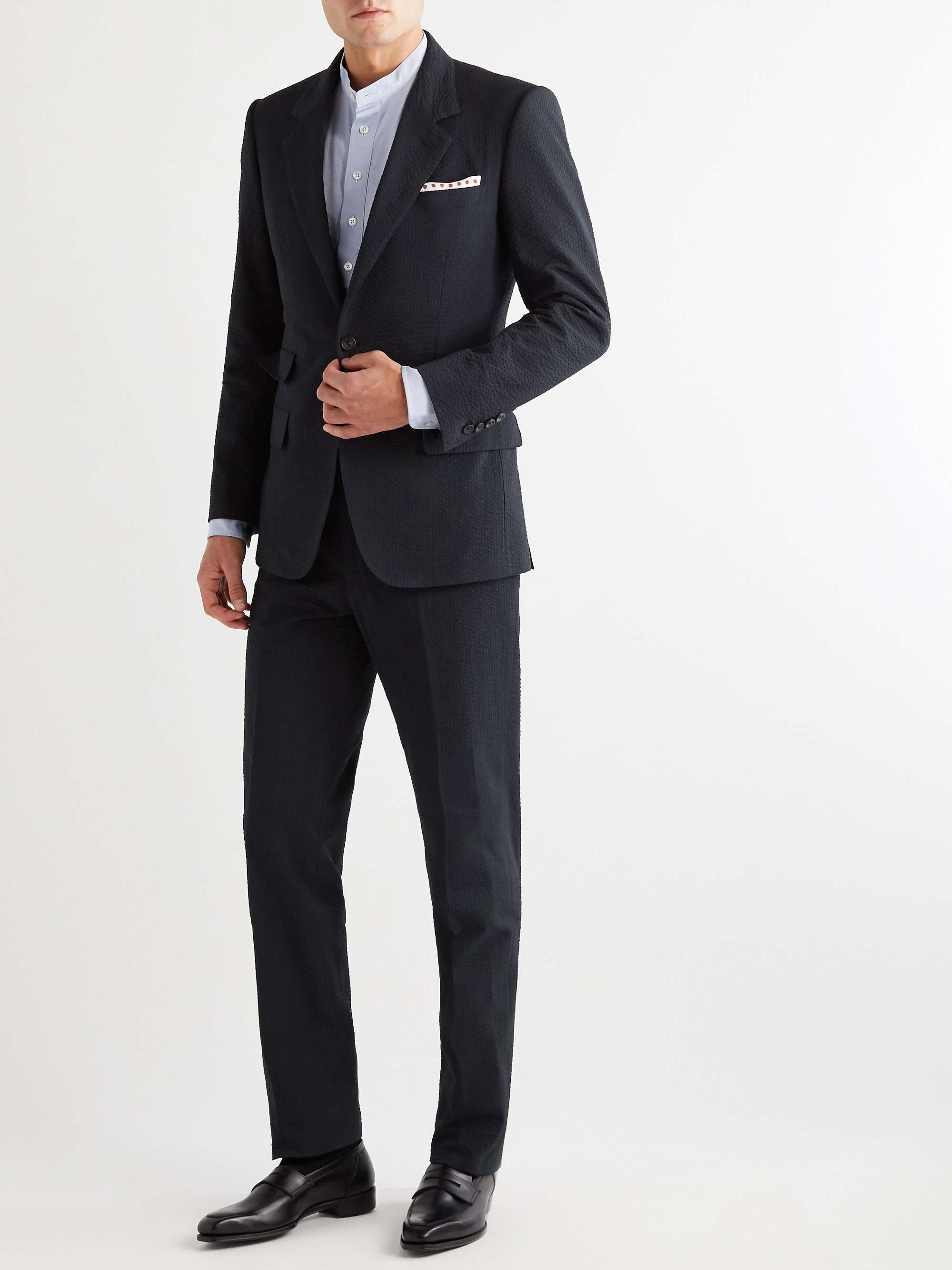 KINGSMAN Slim-Fit Cotton-Seersucker Suit Trousers for Men | MR PORTER