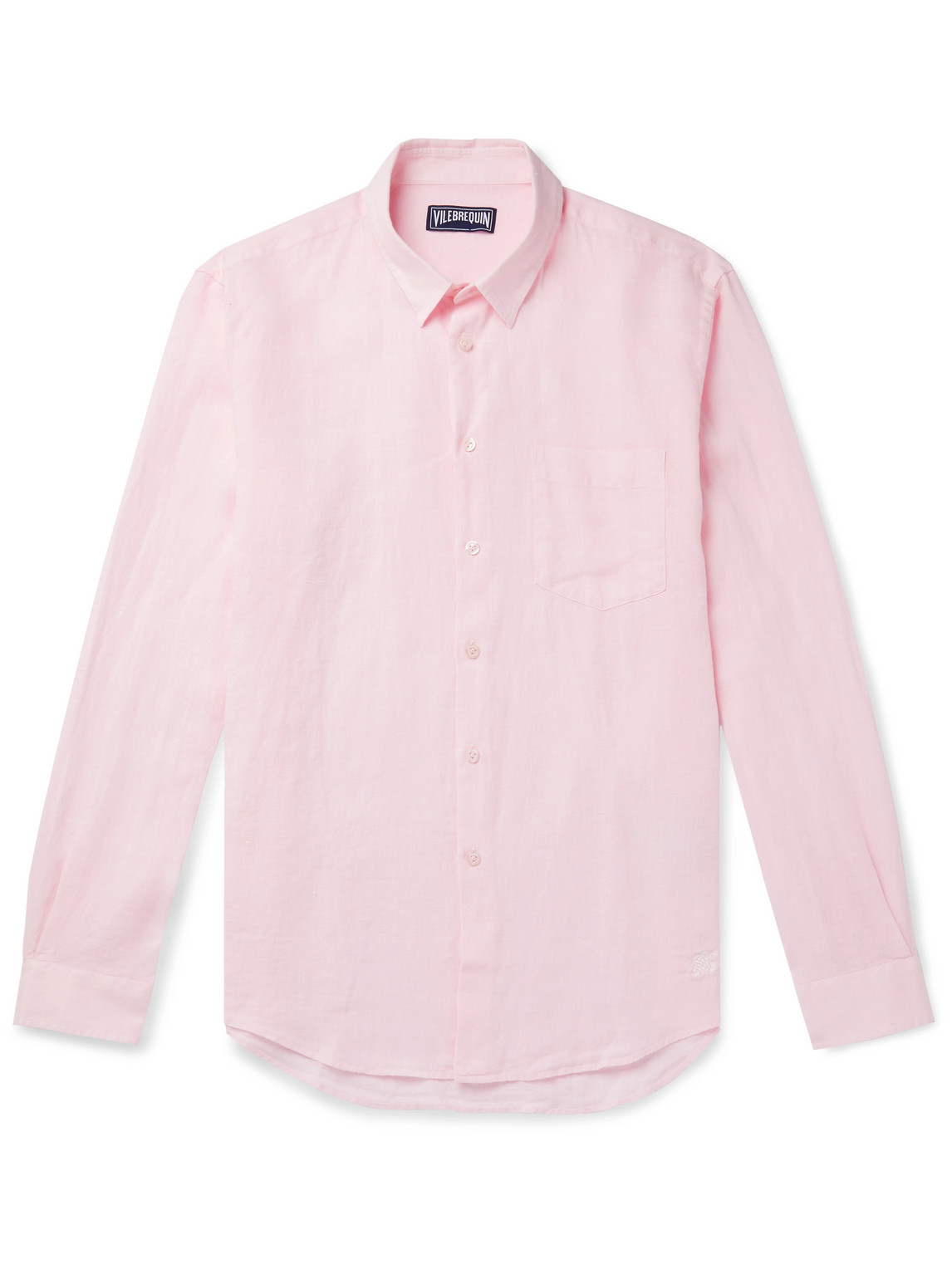Vilebrequin Caroubis Solid Shirt In Linen In Pink