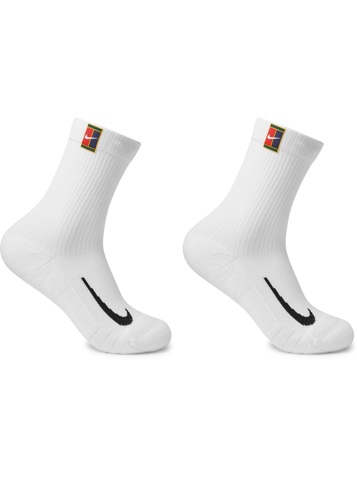 Shop Nike Two-pack Court Multiplier Cushioned Dri-fit Tennis Socks In White