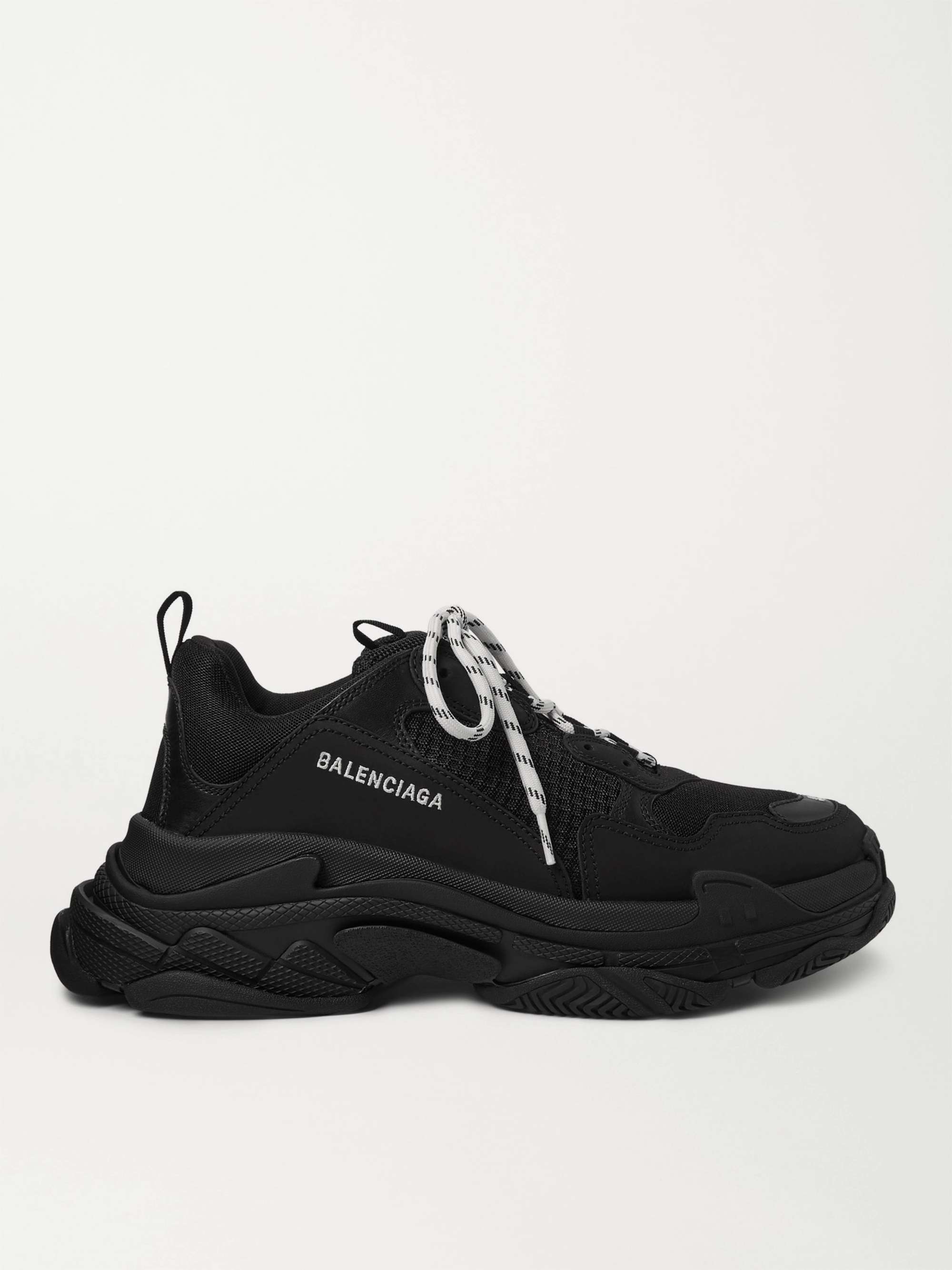 BALENCIAGA Triple S Mesh, Faux Nubuck and Faux Leather Sneakers for Men ...