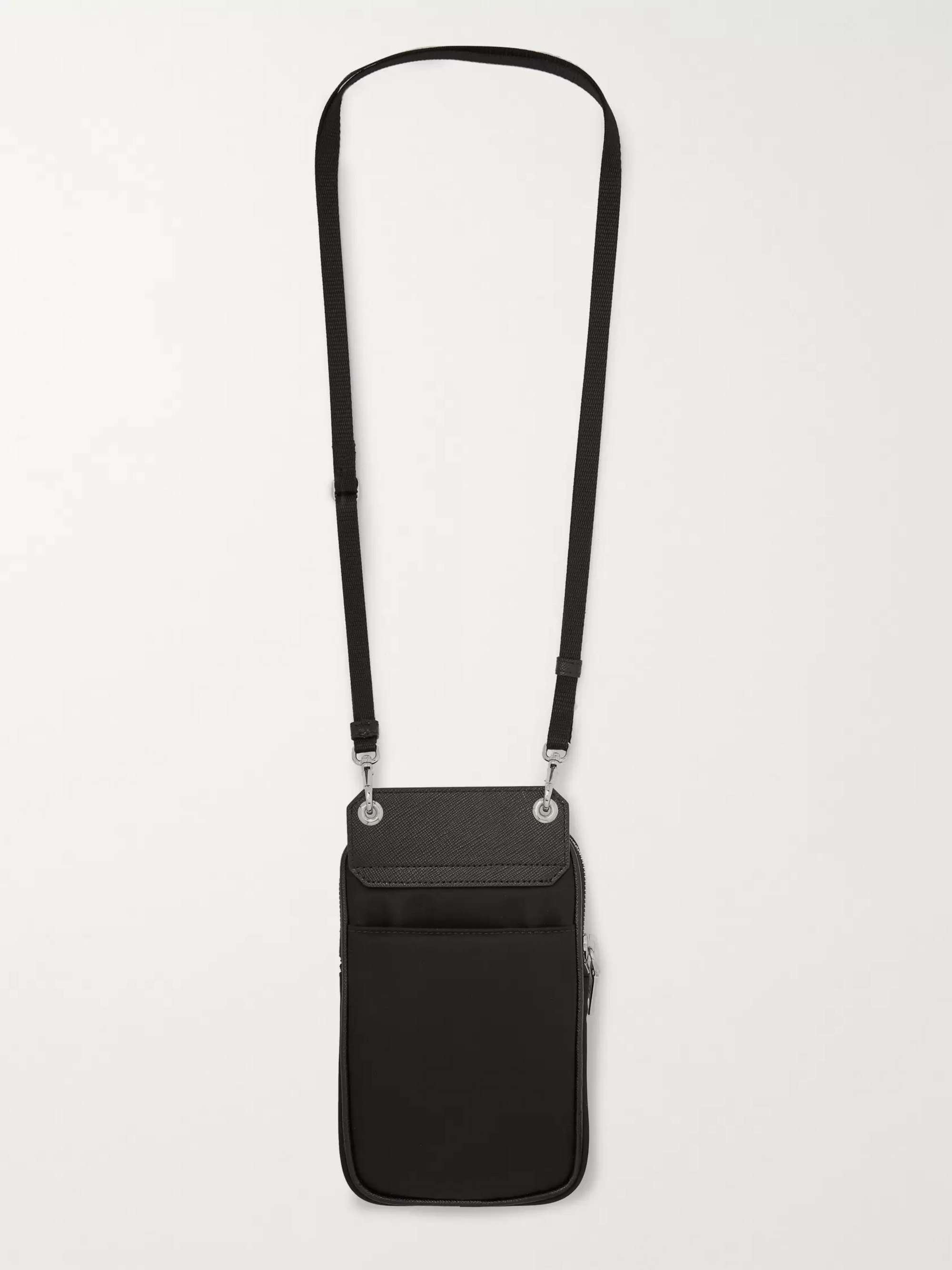 PRADA Saffiano Leather-Trimmed Nylon Phone Pouch