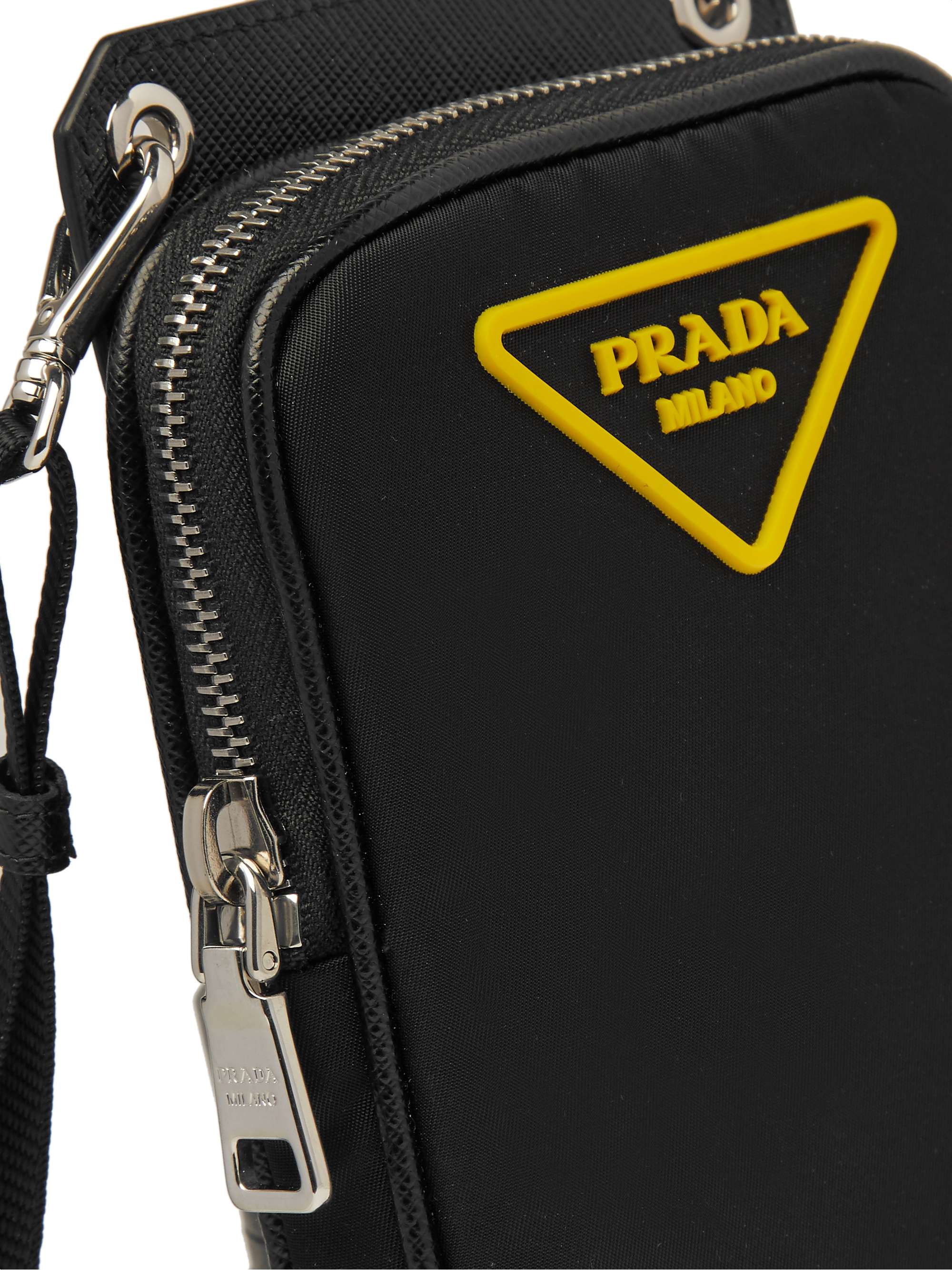 PRADA Saffiano Leather-Trimmed Nylon Phone Pouch