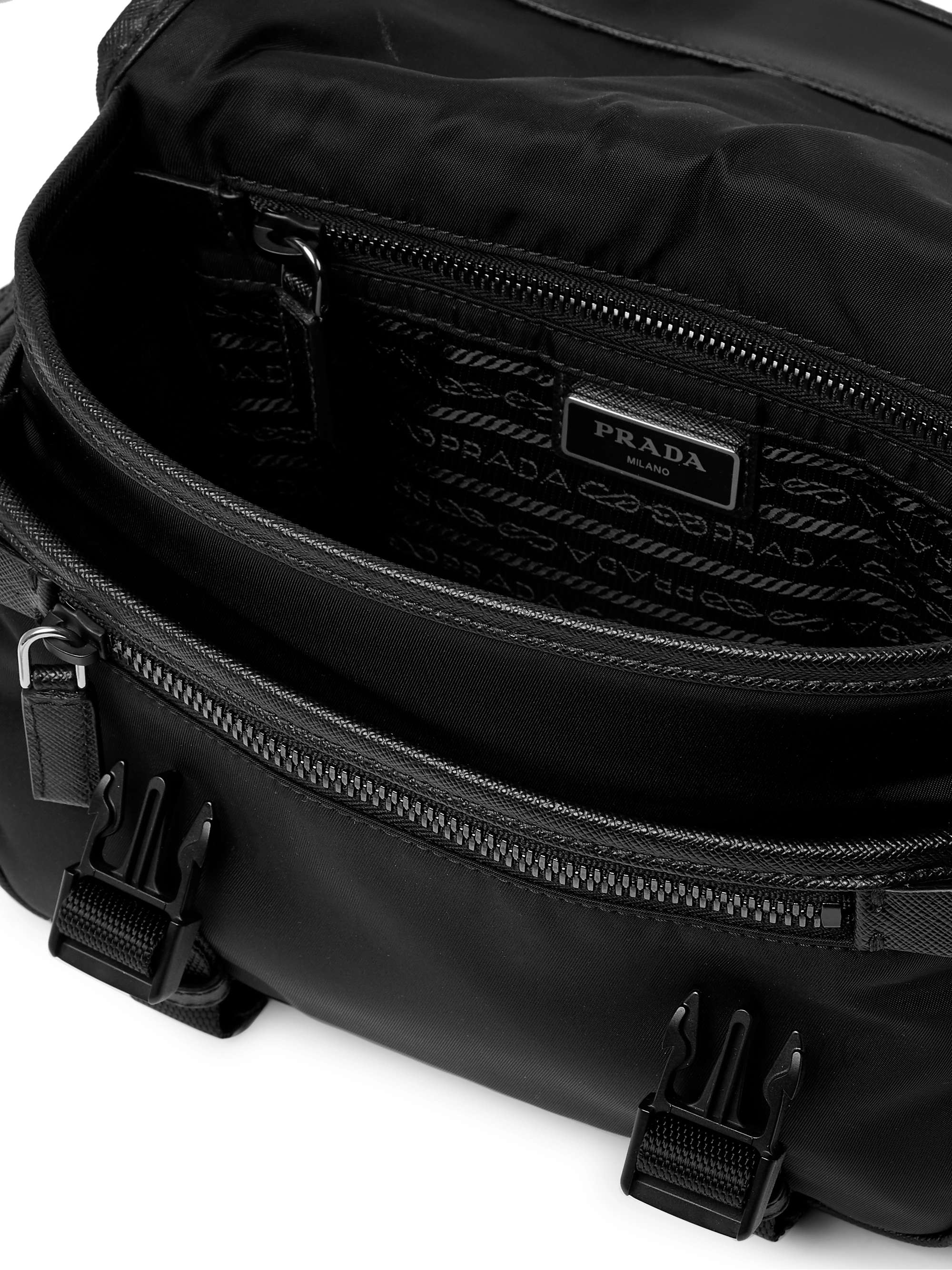 PRADA Saffiano Leather-Trimmed Nylon Messenger Bag