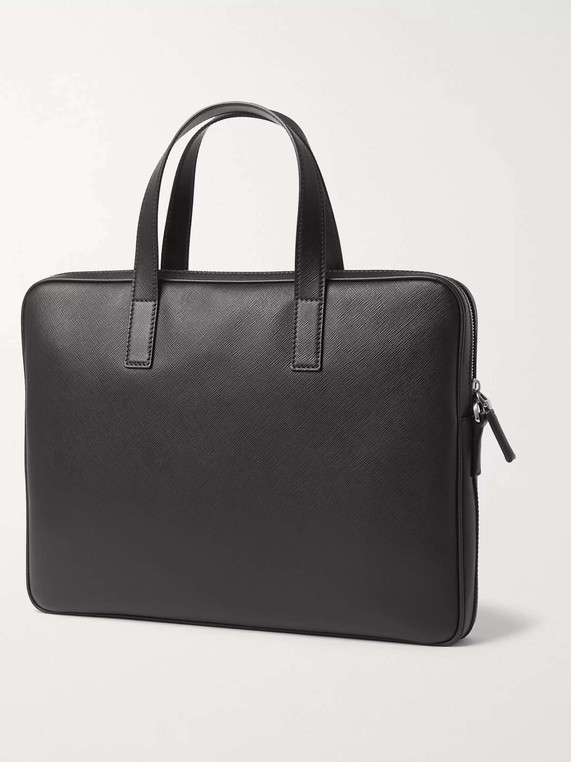 PRADA Logo-Appliquéd Saffiano Leather Briefcase