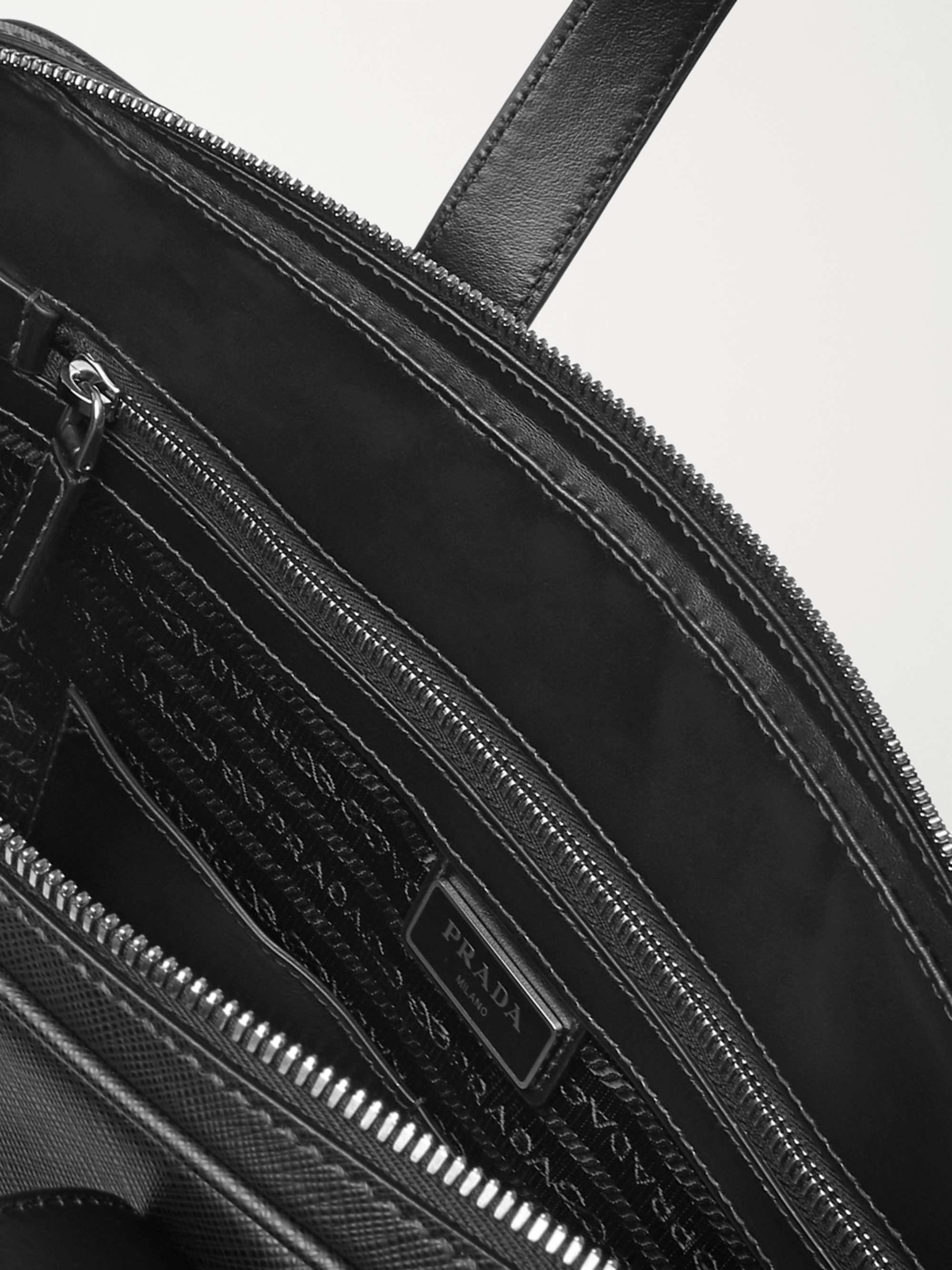 PRADA Logo-Appliquéd Saffiano Leather Briefcase