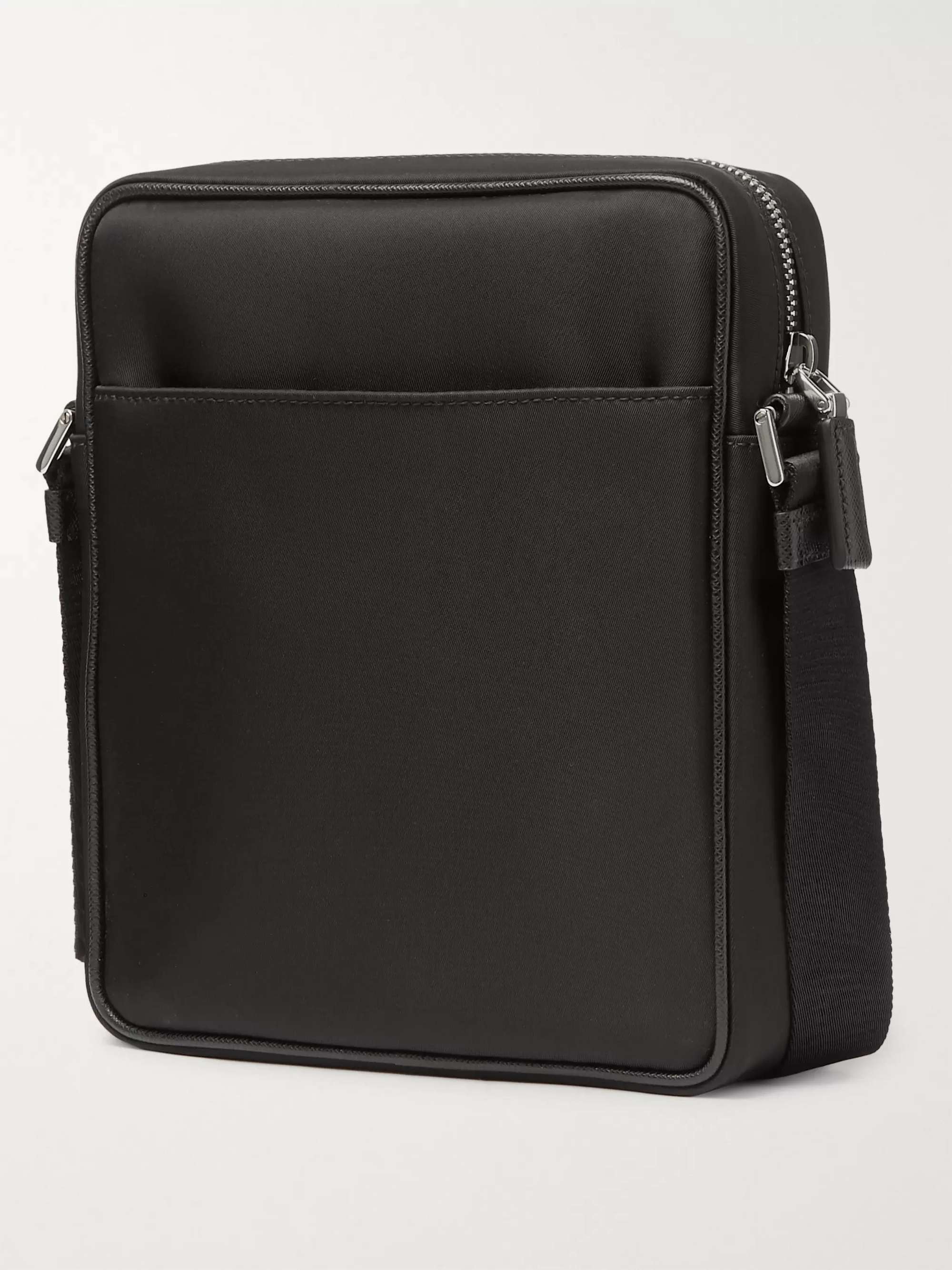 PRADA Logo-Appliquéd Saffiano Leather-Trimmed Nylon Messenger Bag