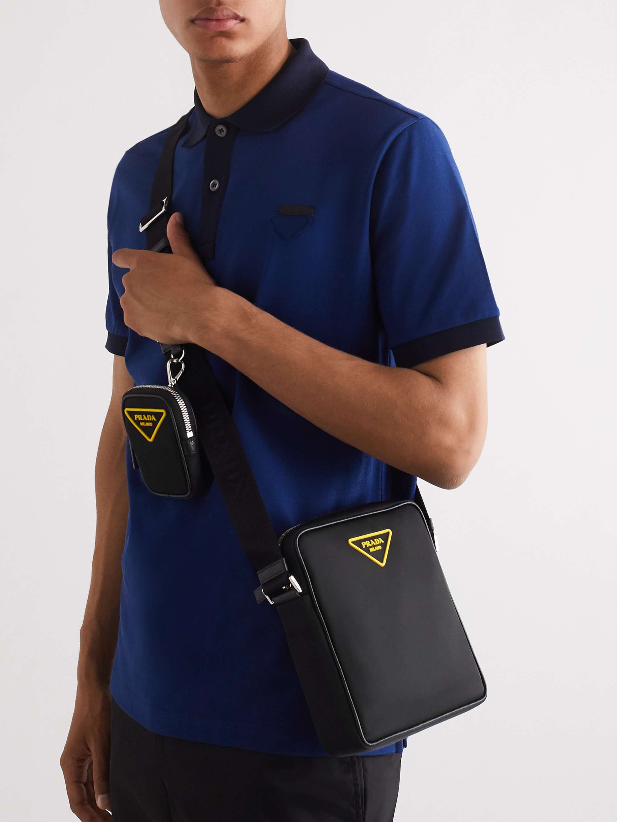 PRADA Logo-Appliquéd Saffiano Leather-Trimmed Nylon Messenger Bag