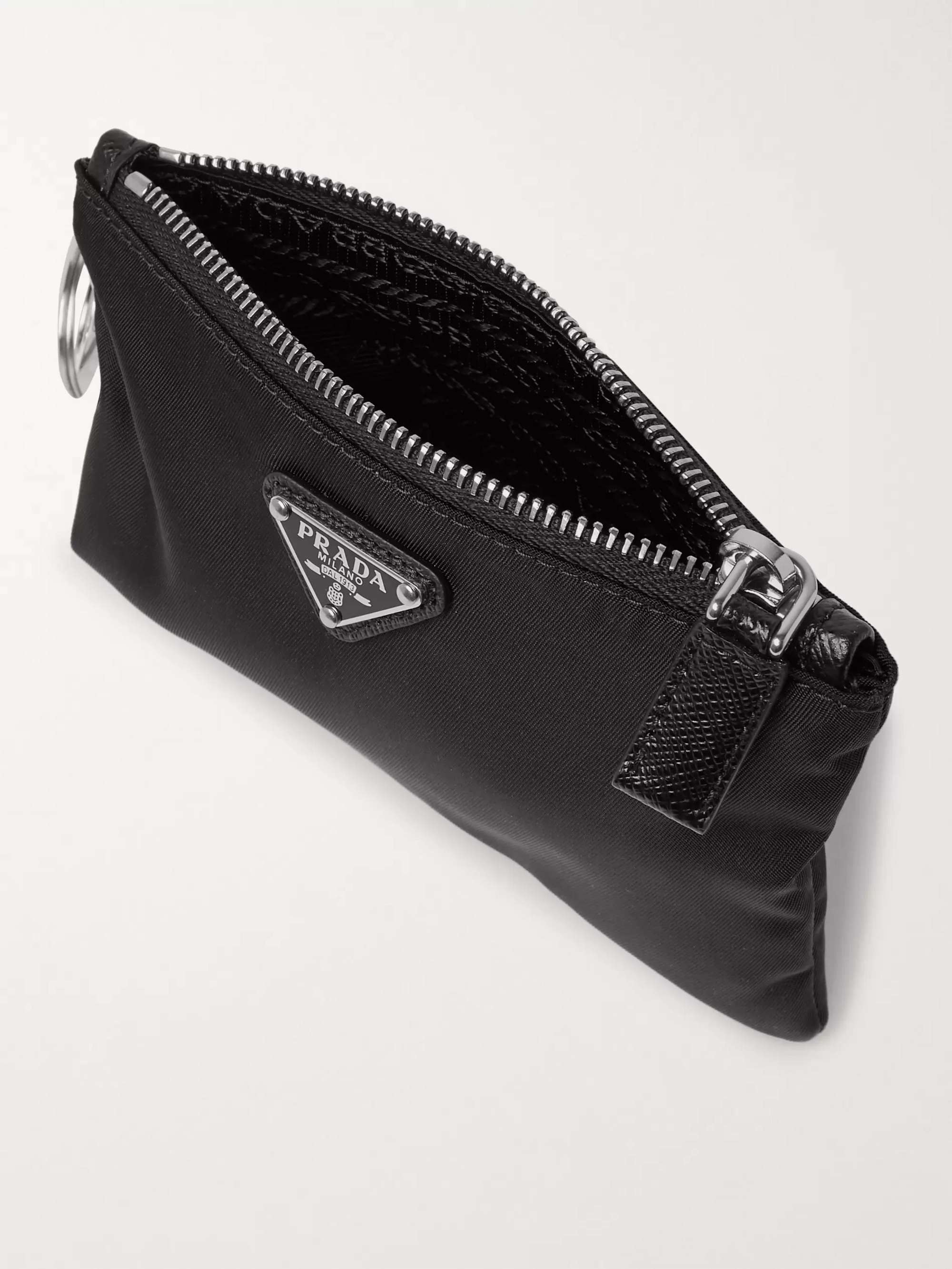 PRADA Logo-Appliquéd Leather-Trimmed Nylon Pouch