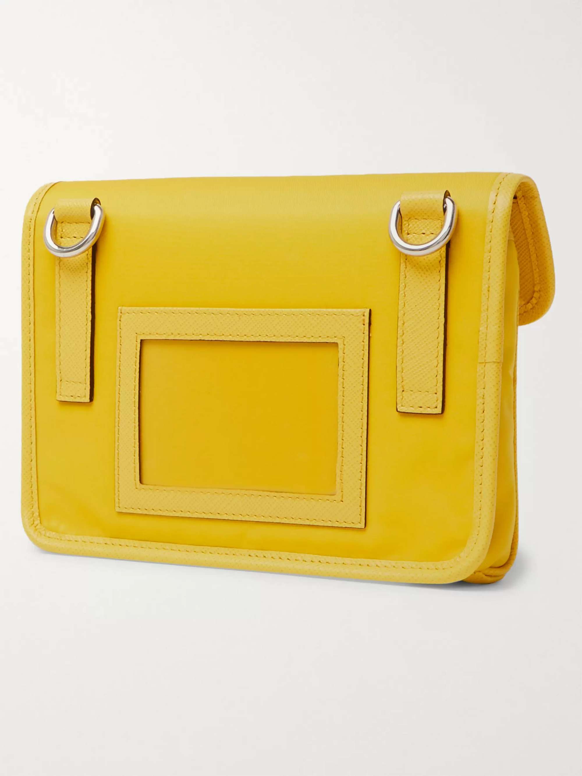 PRADA East To West Saffiano Leather-Trimmed Nylon Messenger Bag