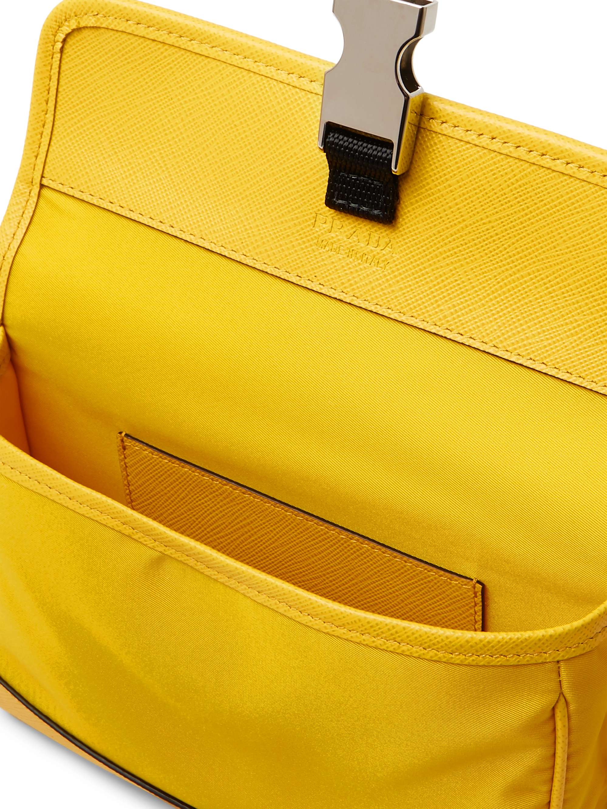 PRADA East To West Saffiano Leather-Trimmed Nylon Messenger Bag