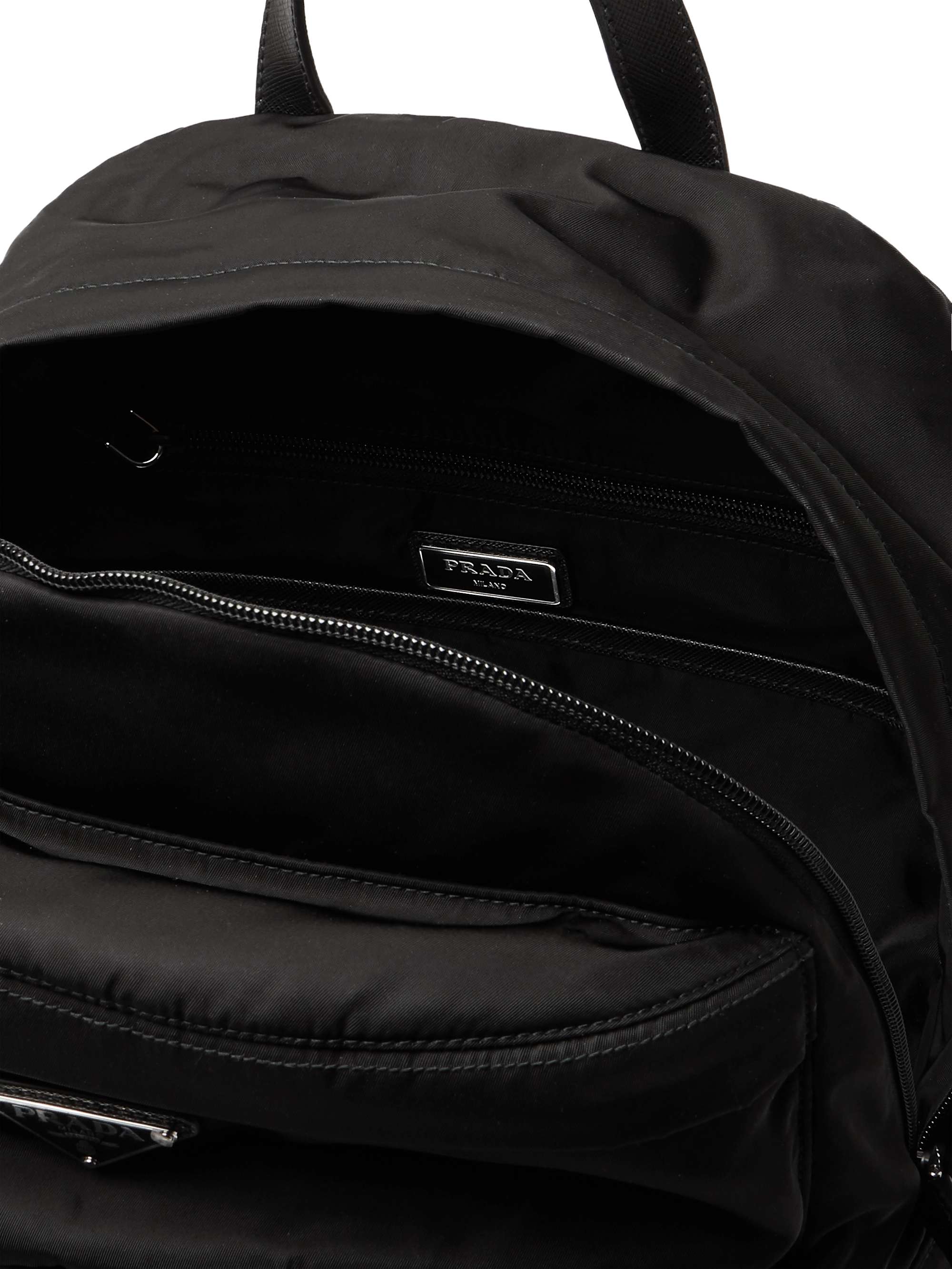 PRADA Logo-Appliquéd Leather-Trimmed Nylon Backpack