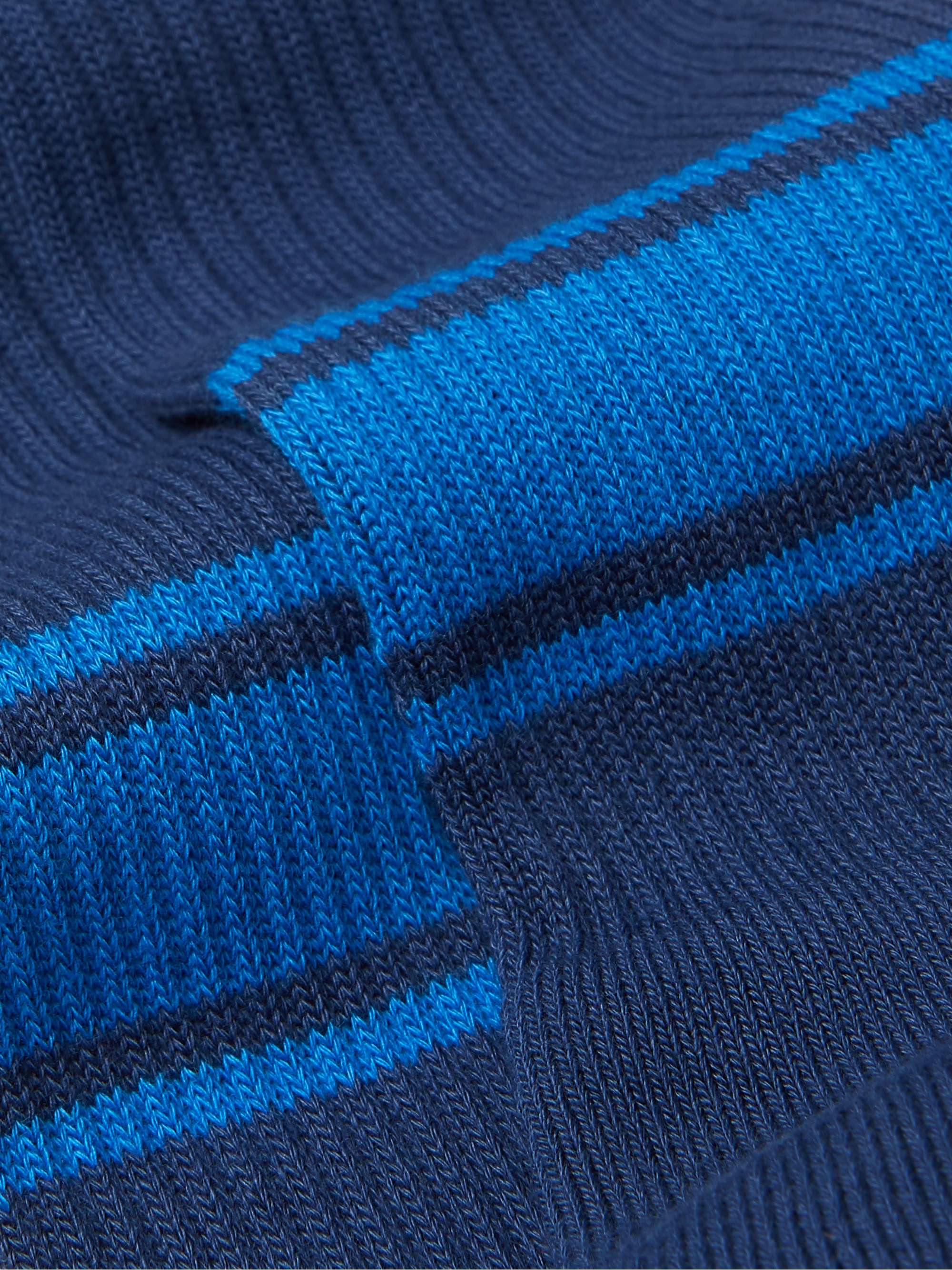 MR P. Ribbed Striped Stretch Cotton-Blend Socks