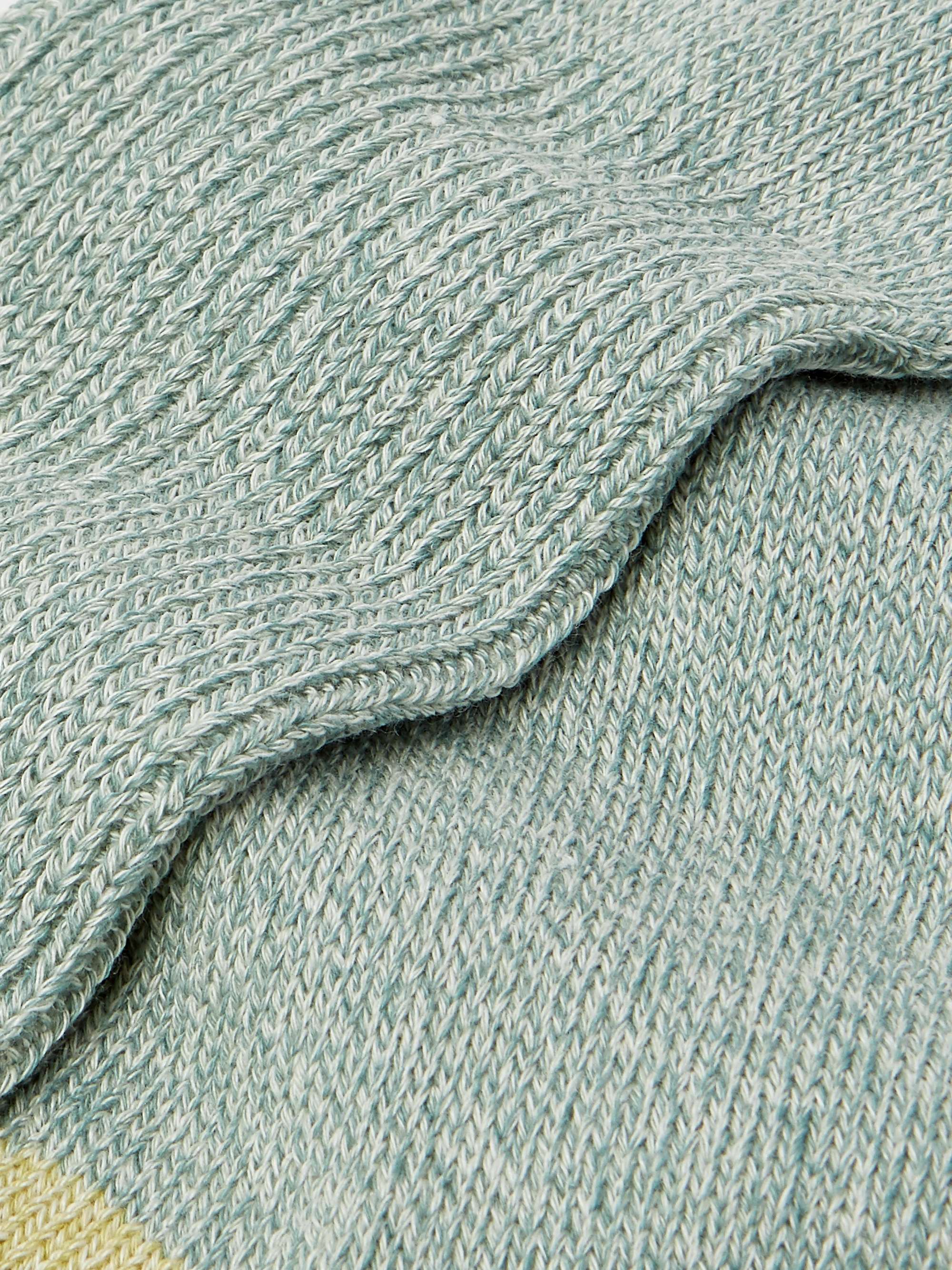 MR P. Ribbed Mélange Stretch Cotton-Blend Socks