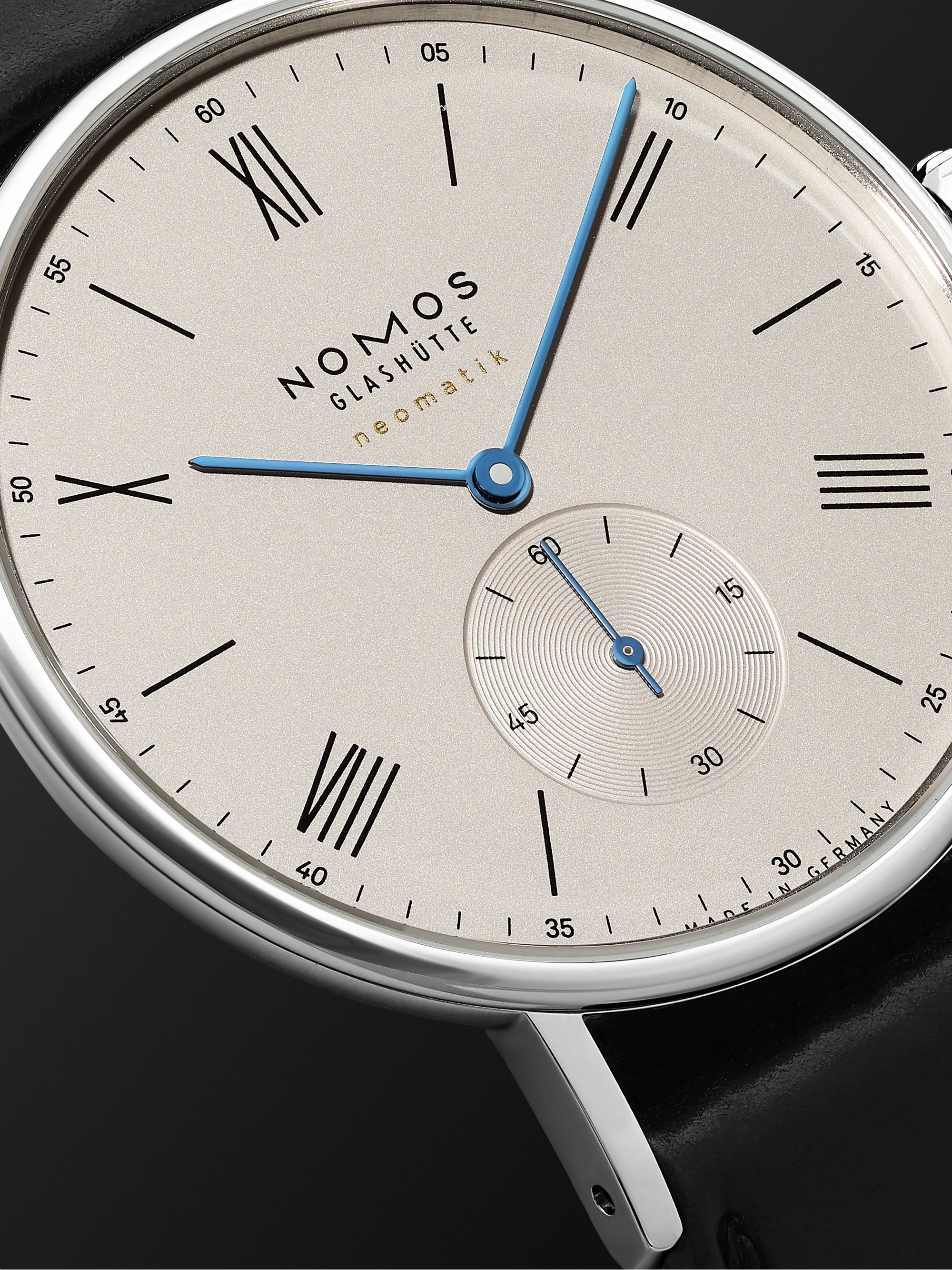 NOMOS GLASHÜTTE Ludwig Neomatik 39 Automatic 38.5mm Stainless Steel and Leather Watch, Ref. No. 250