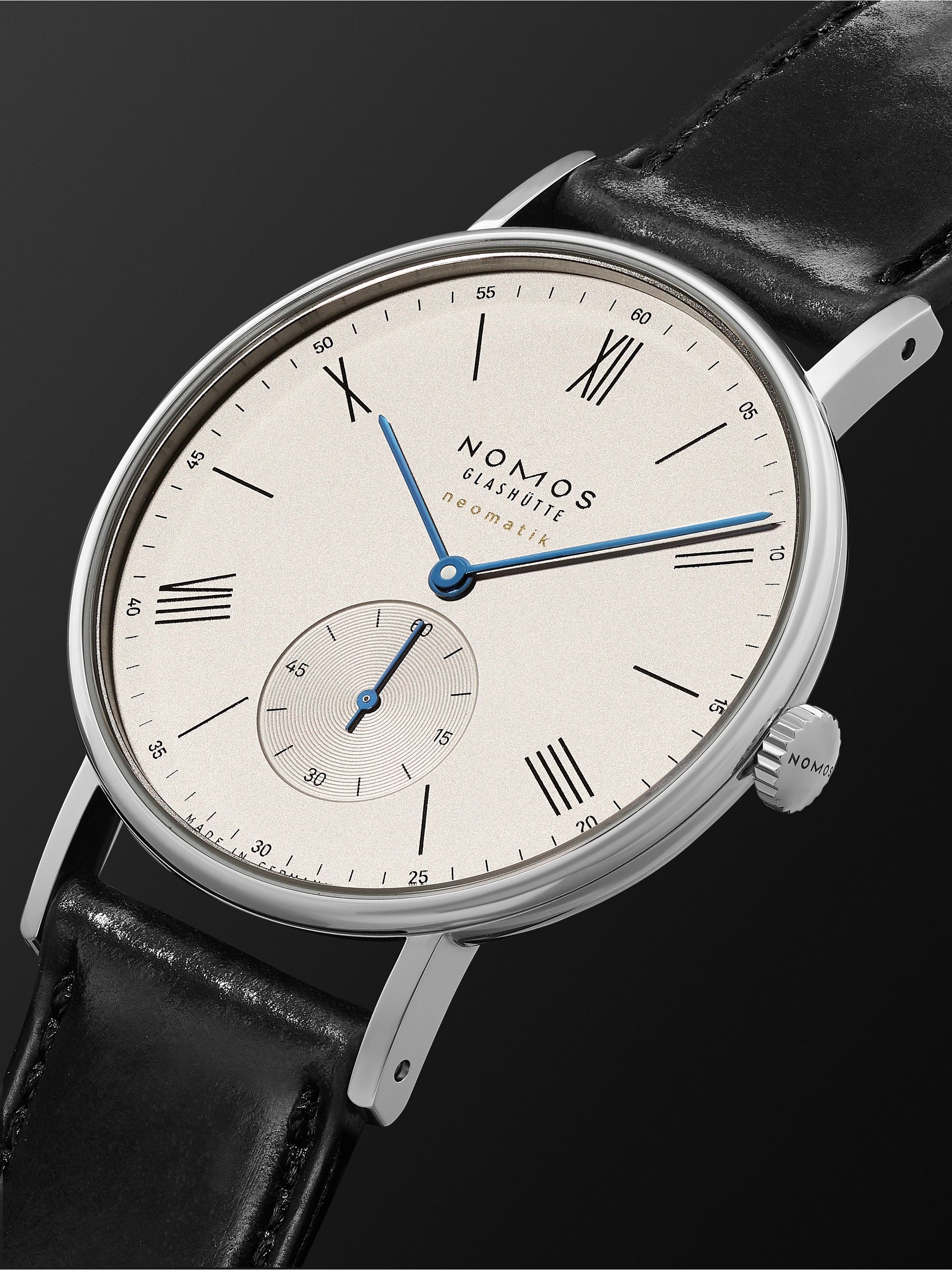 NOMOS GLASHÜTTE Ludwig Neomatik 39 Automatic 38.5mm Stainless Steel and Leather Watch, Ref. No. 250