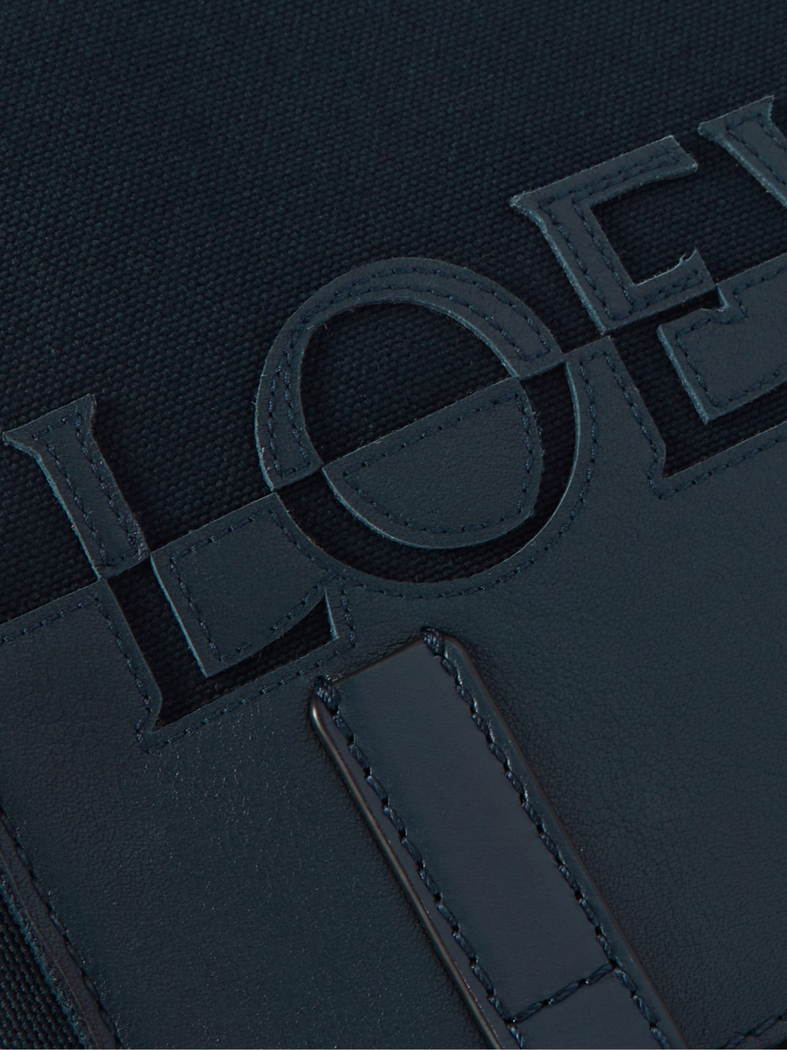 Loewe Military Xs Leather-trimmed Canvas Messenger Bag In Blue