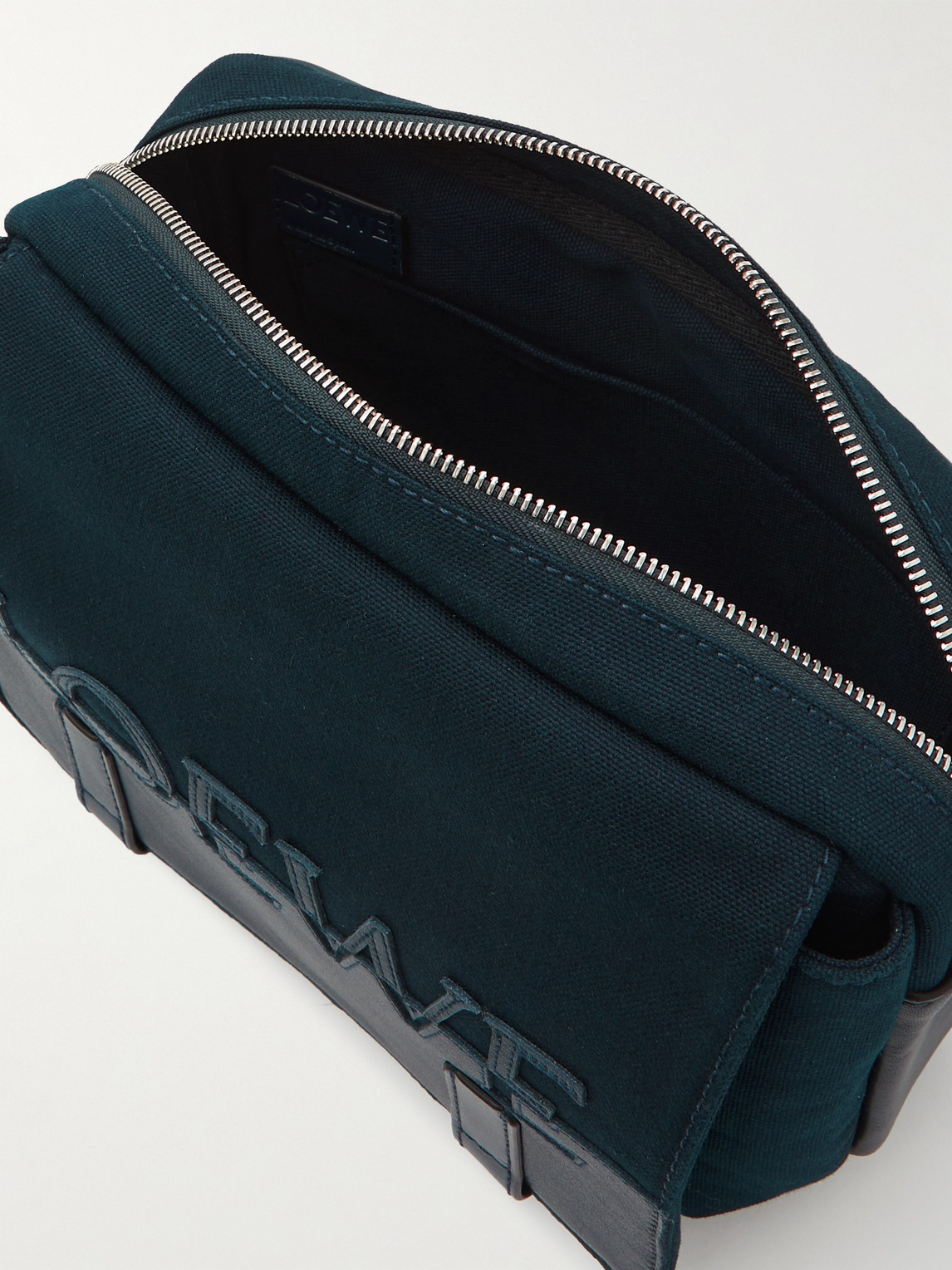 Loewe Military Xs Leather-trimmed Canvas Messenger Bag In Blue