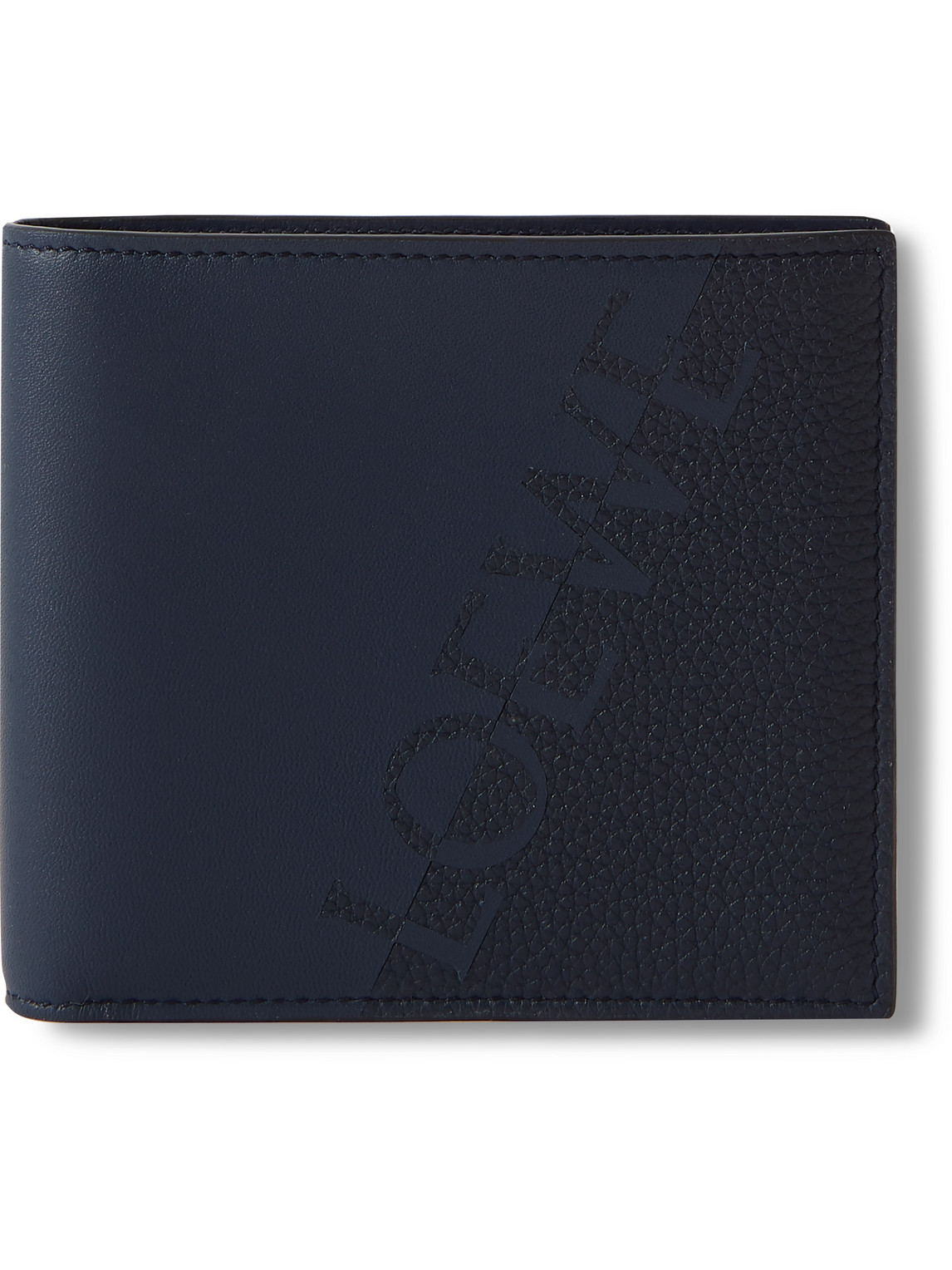 Loewe Logo-detailed Leather Billfold Wallet In Blue