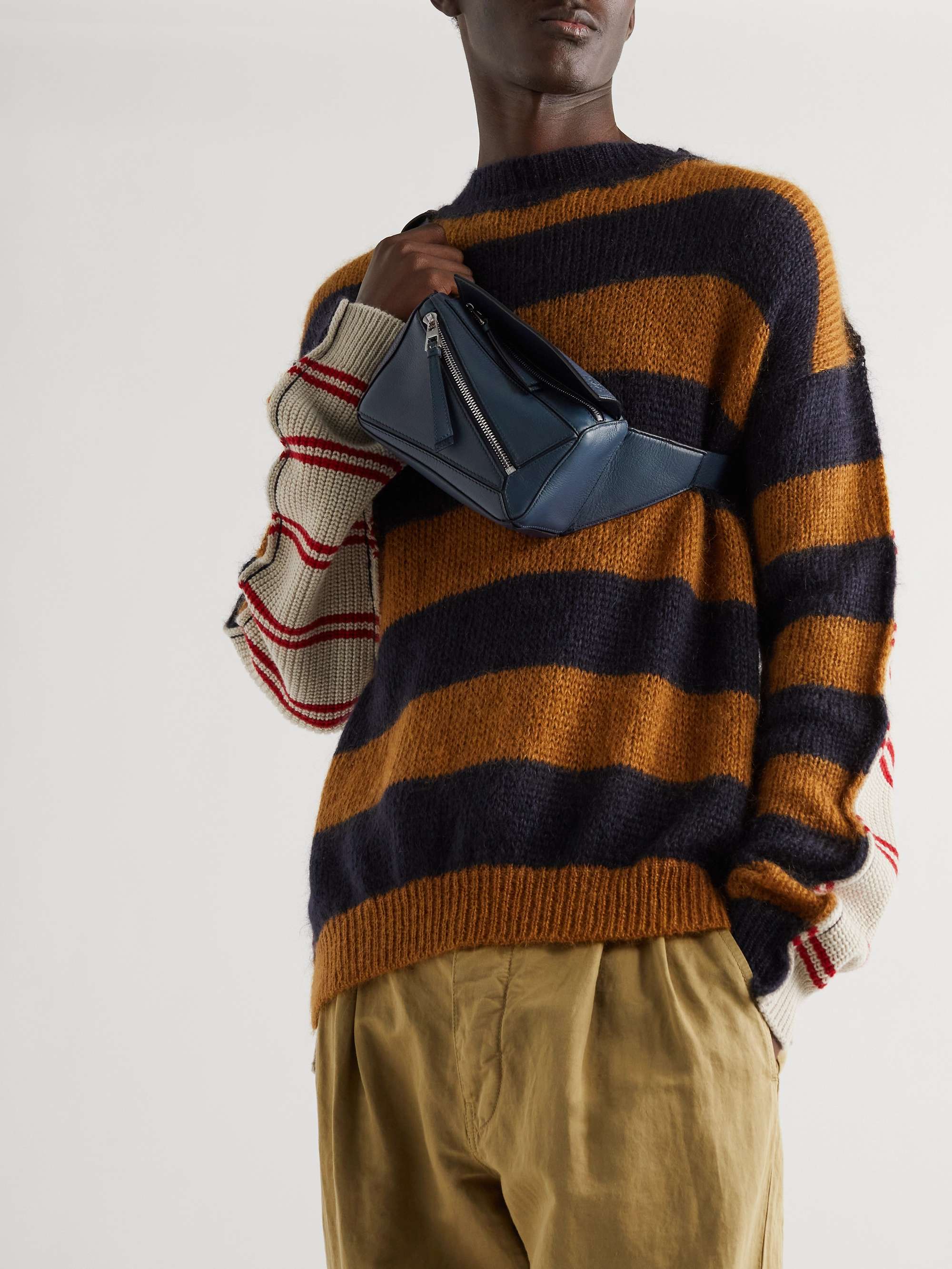 LOEWE Puzzle Mini Logo-Debossed Leather Belt Bag