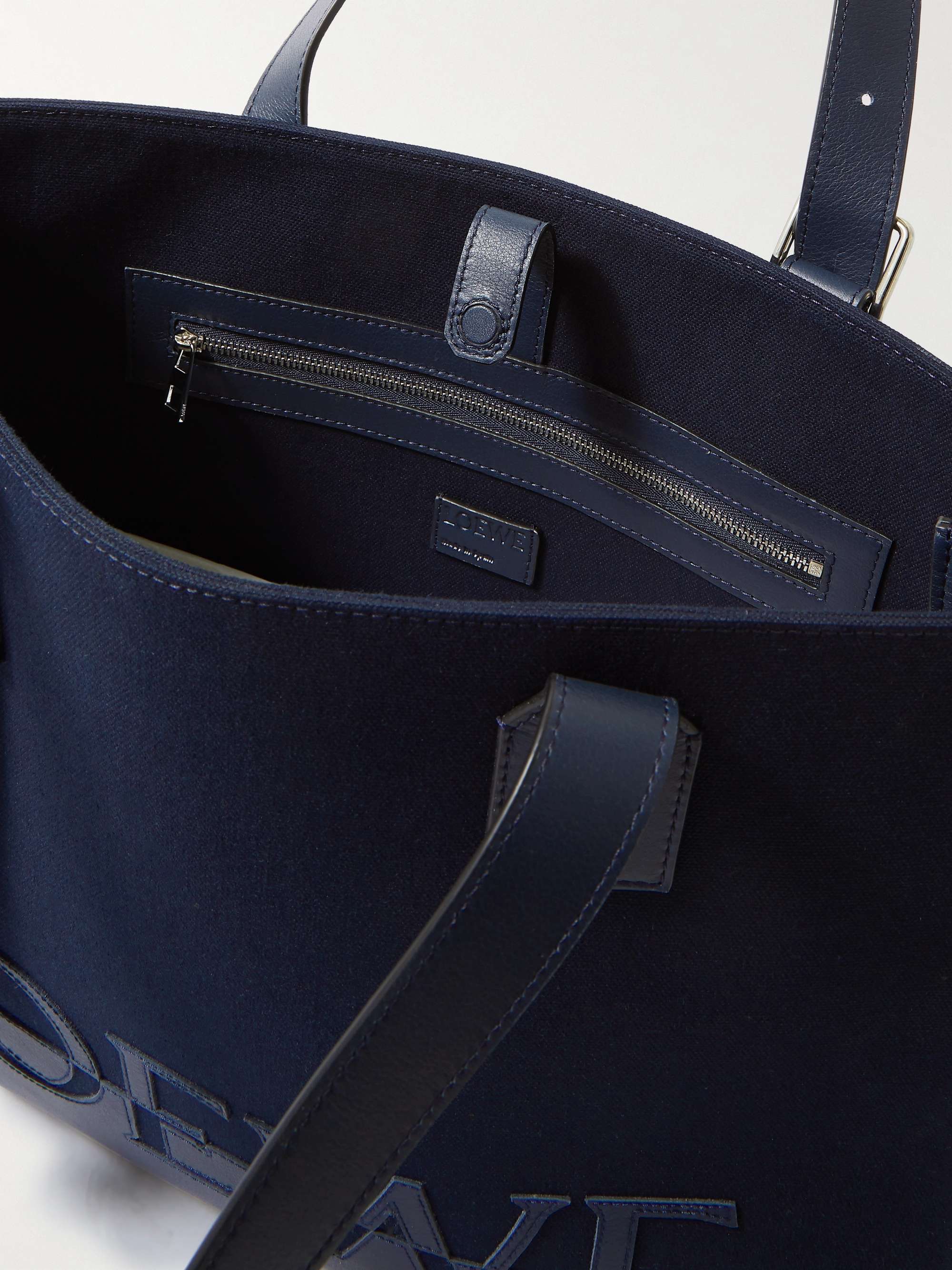 LOEWE Leather-Trimmed Canvas Tote Bag