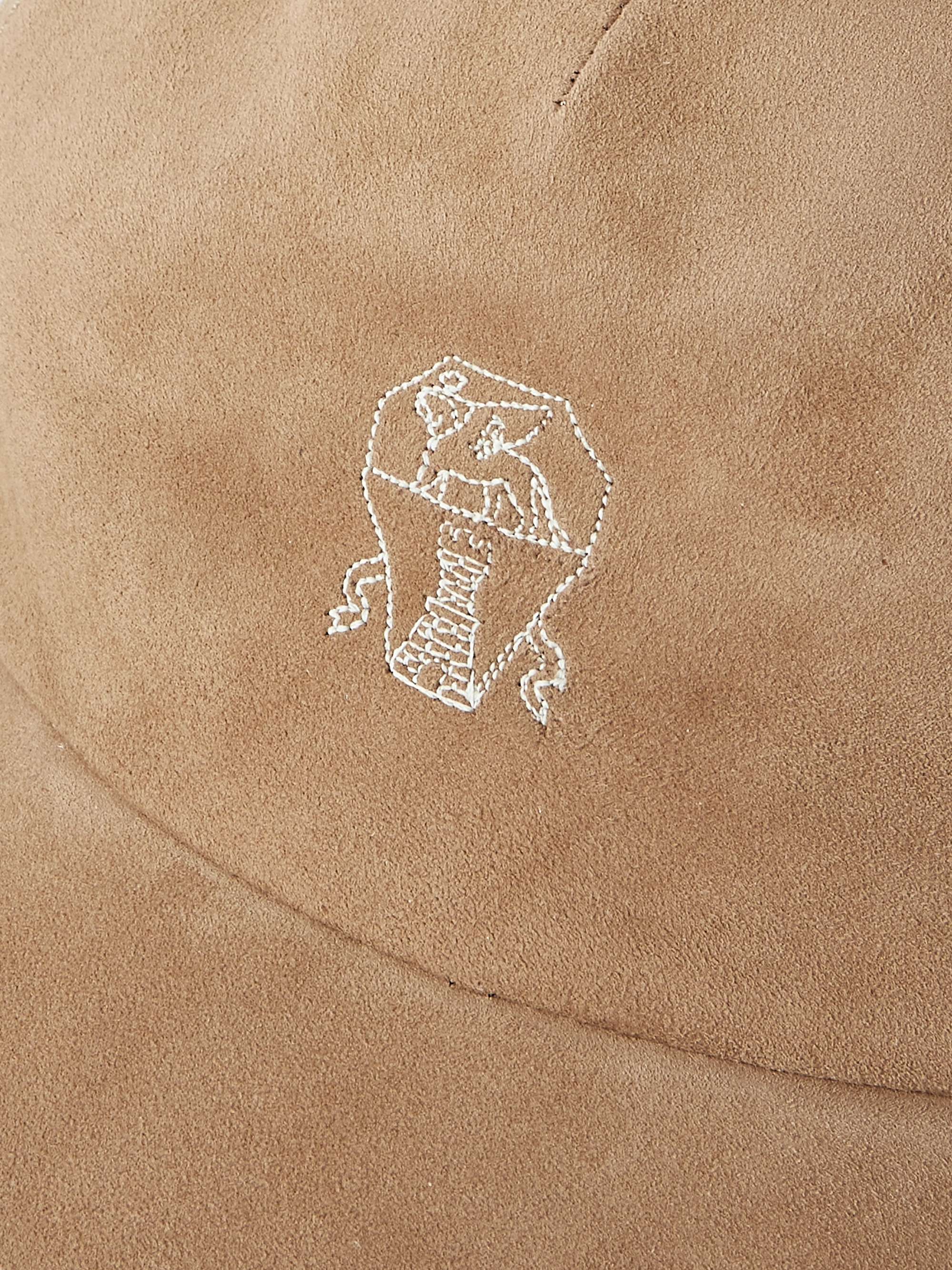 BRUNELLO CUCINELLI Logo-Embroidered Suede Baseball Cap