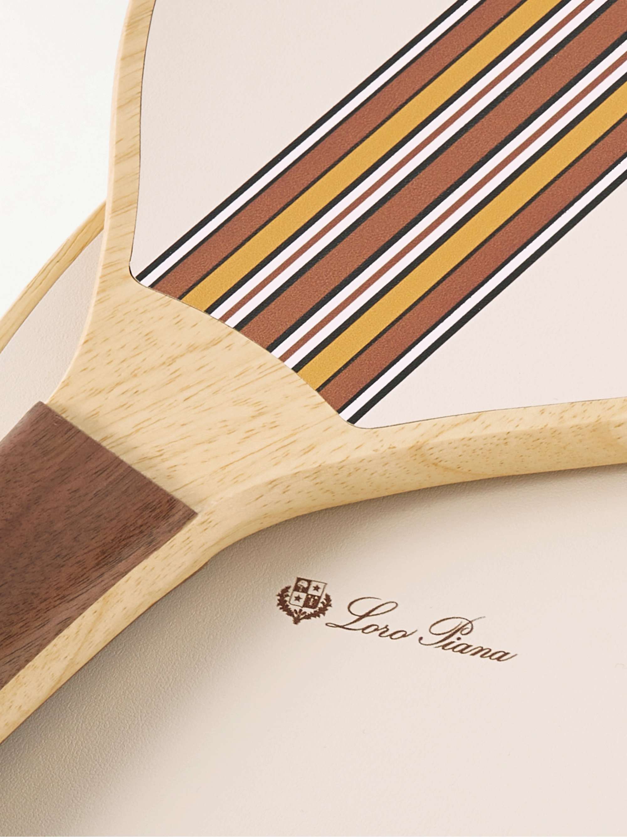 LORO PIANA Logo-Print Leather-Trimmed Wooden Beach Bat and Ball Set